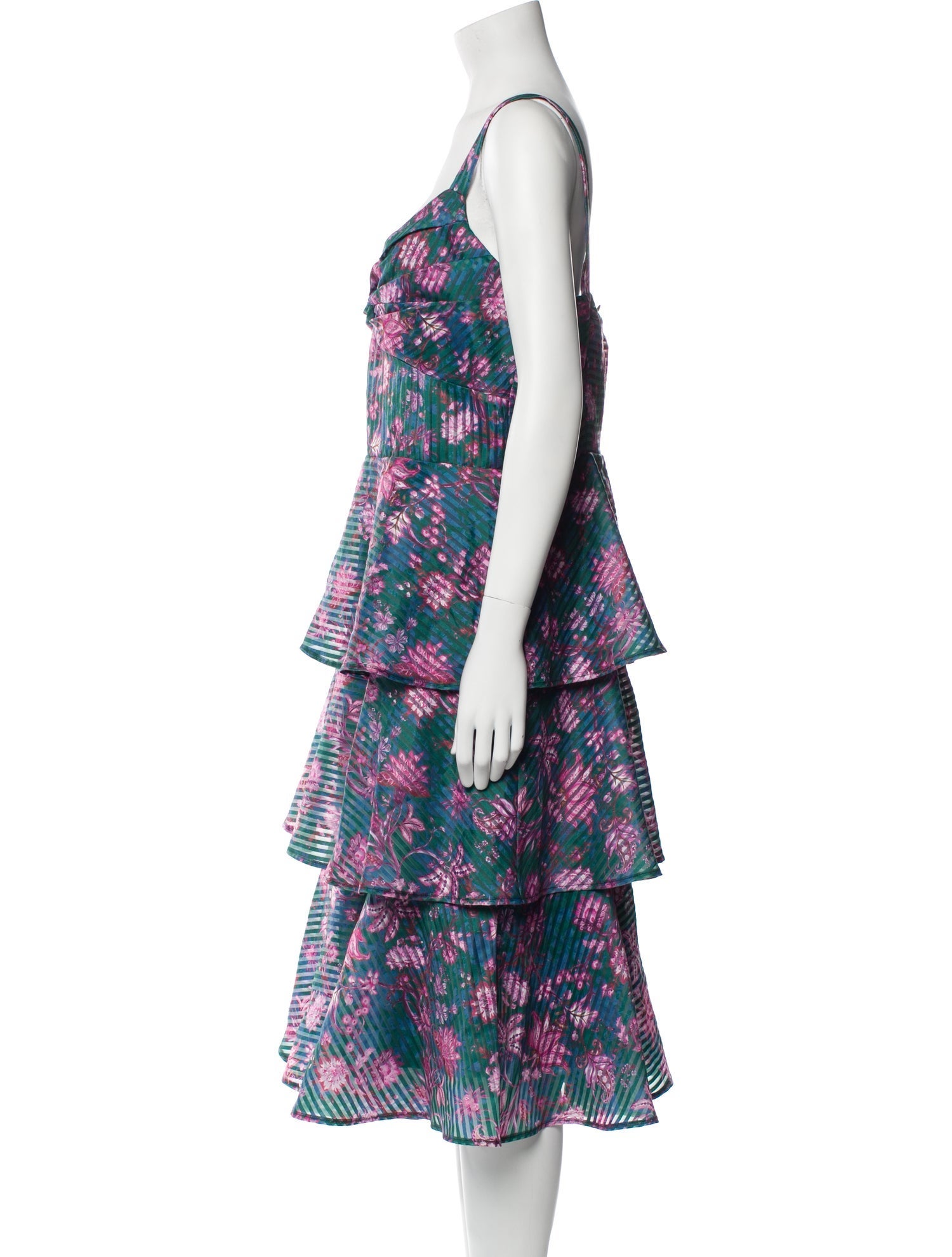Marchesa Notte Printed Midi Length Dress w/ Tags