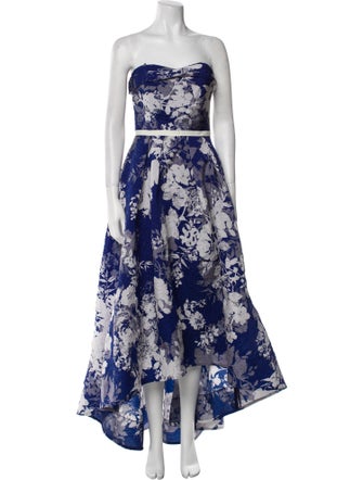 Marchesa Notte Floral Print Long Dress