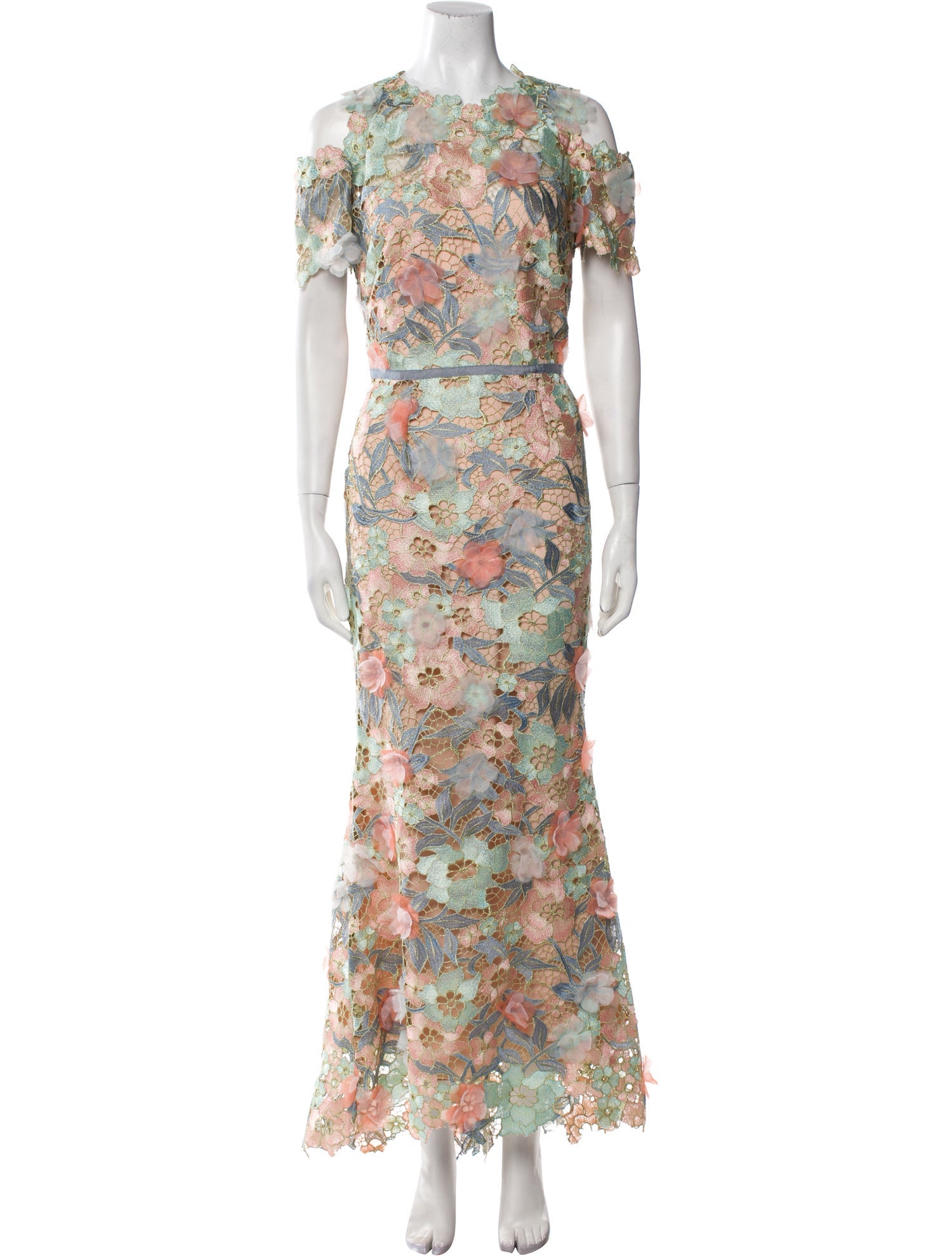 Marchesa Notte Floral Print Long Dress
