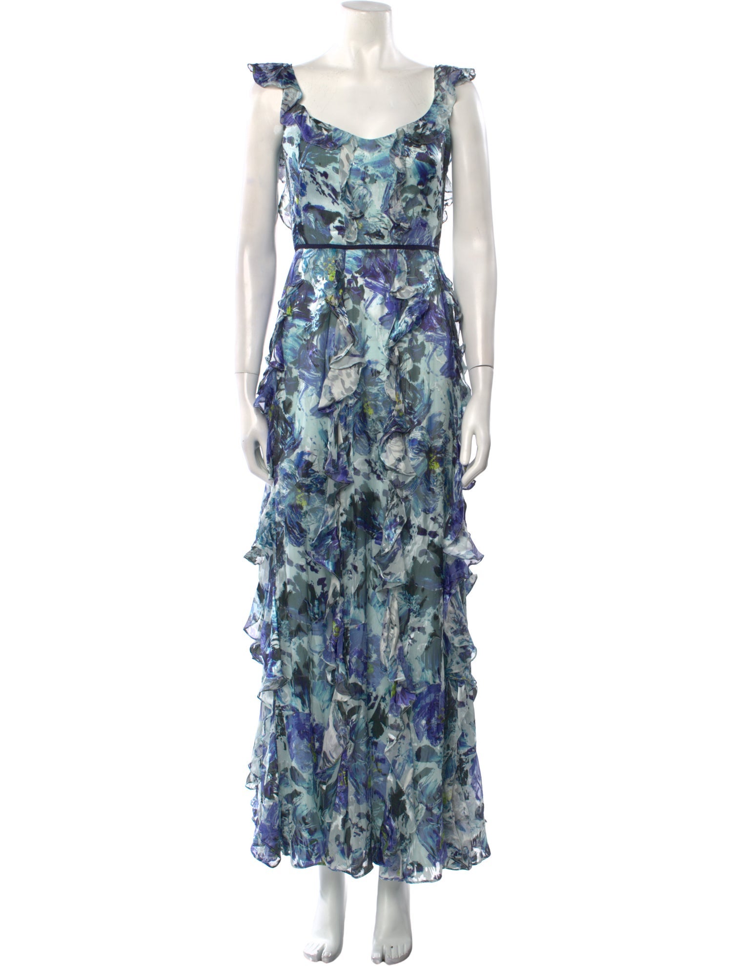 Marchesa Notte Floral Print Long Dress