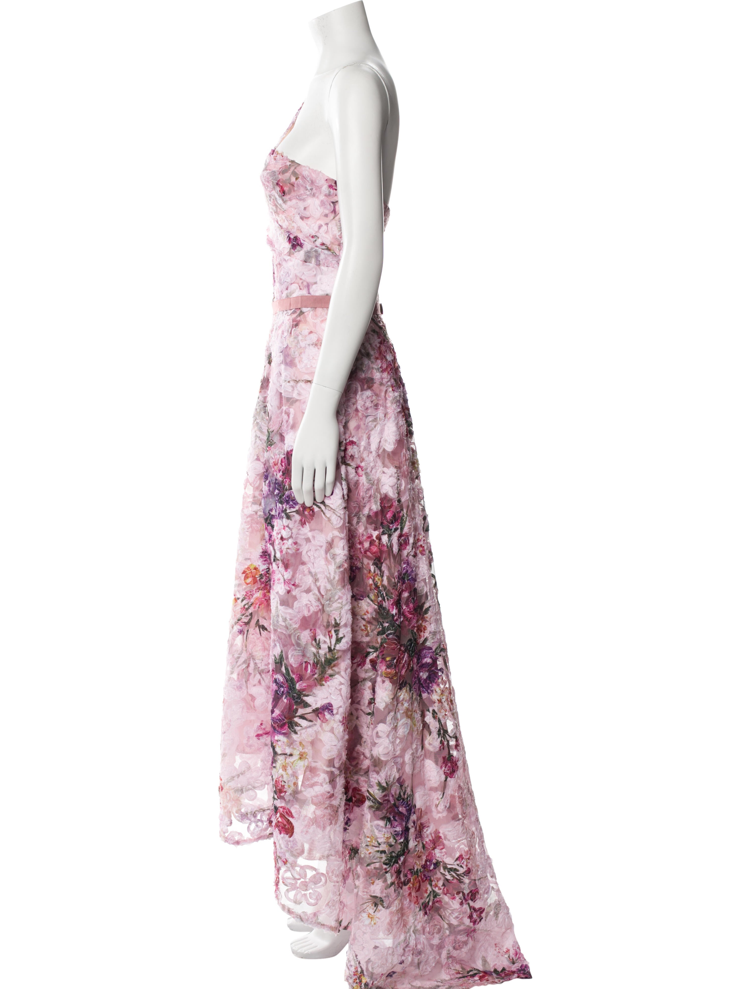 Marchesa Notte Floral Print Long Dress