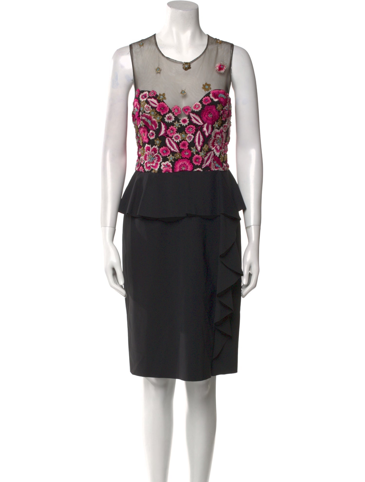 Marchesa Notte Scoop Neck Knee-Length Dress