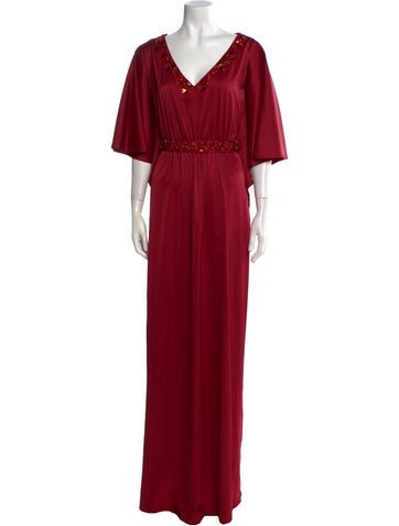 Marchesa Notte Dresses V-Neck Long Dress S