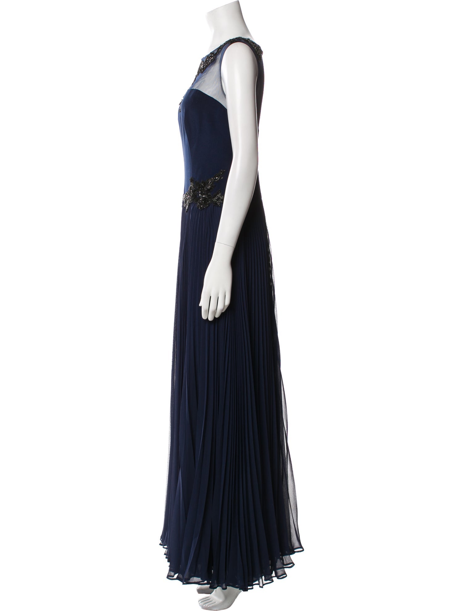 Marchesa Notte Bateau Neckline Long Dress