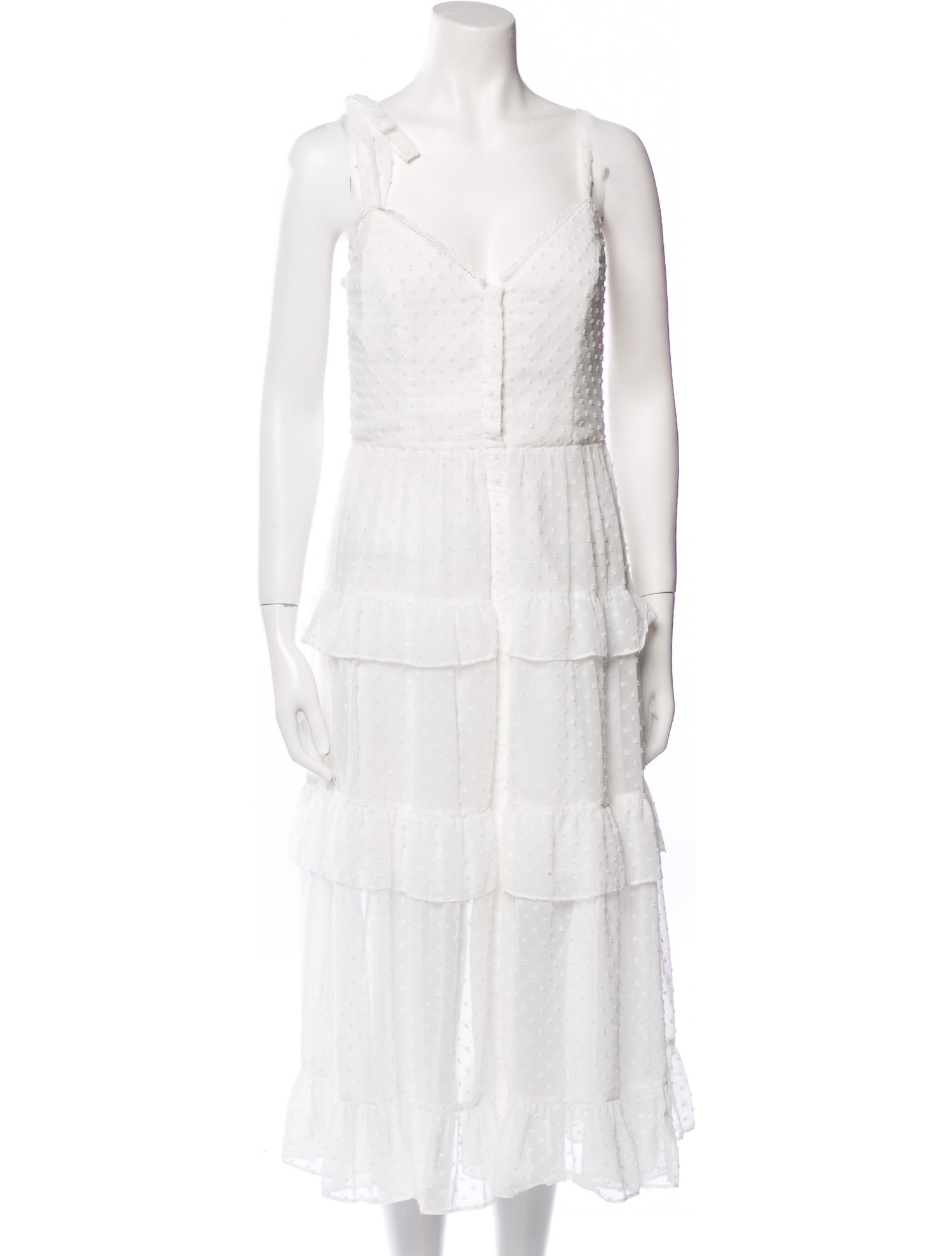 Marchesa Notte V-Neck Midi Length Dress