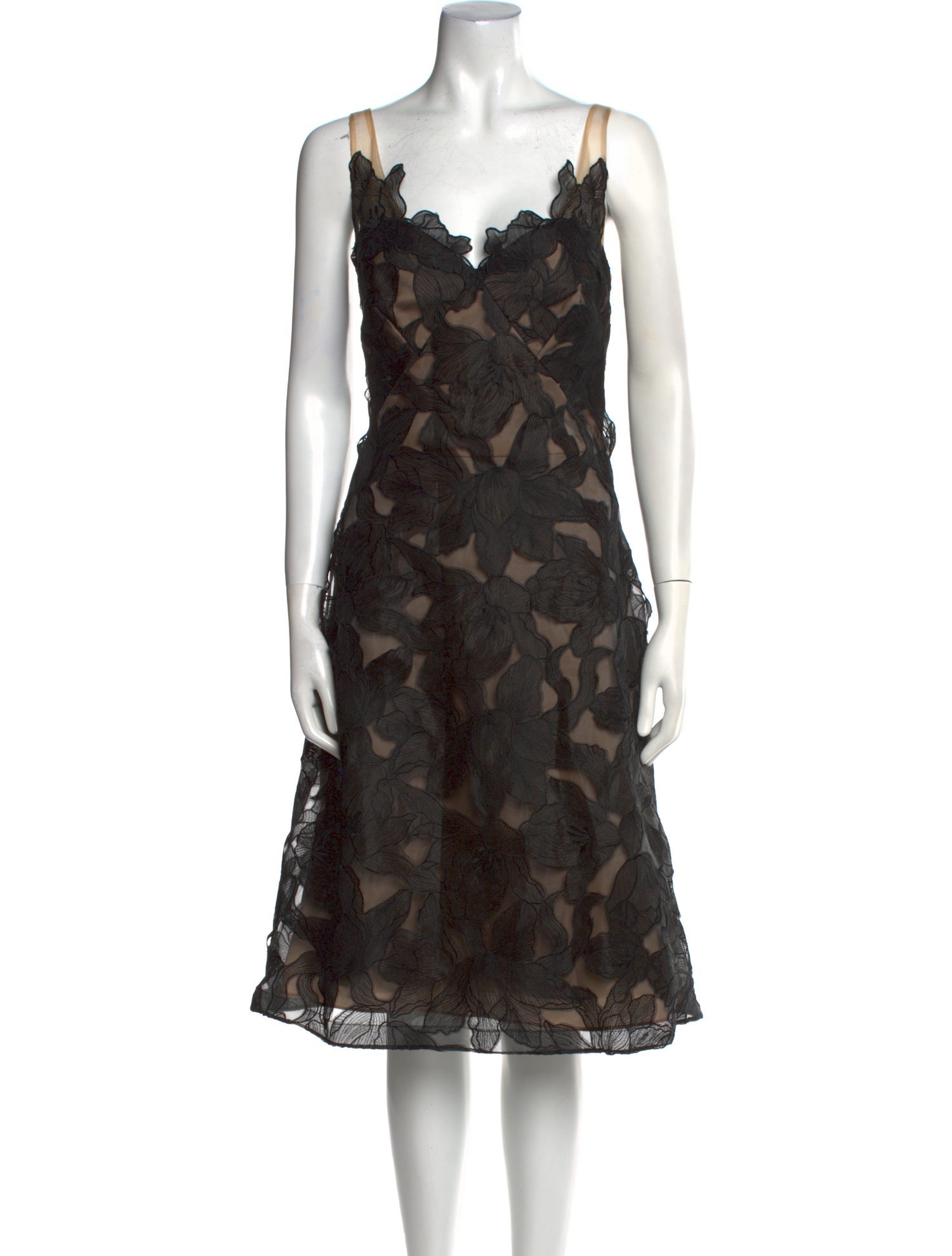 Marchesa Notte Floral Print Midi Length Dress