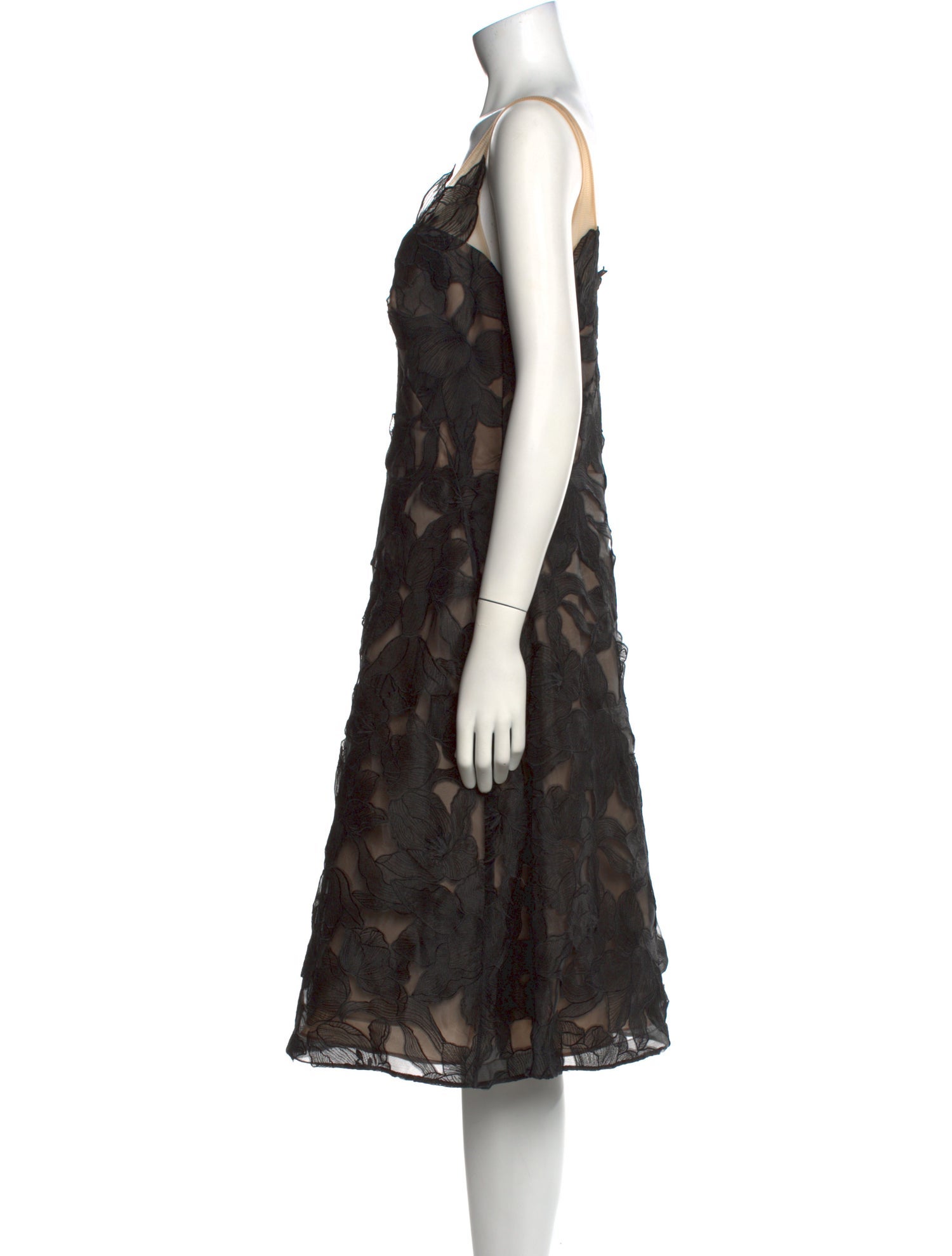 Marchesa Notte Floral Print Midi Length Dress