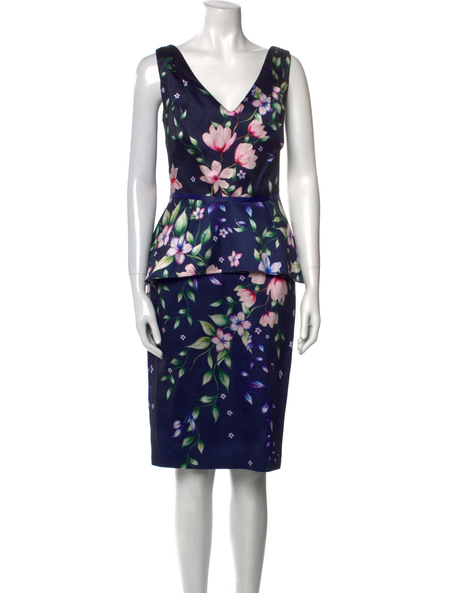 Marchesa Notte Printed Midi Length Dress