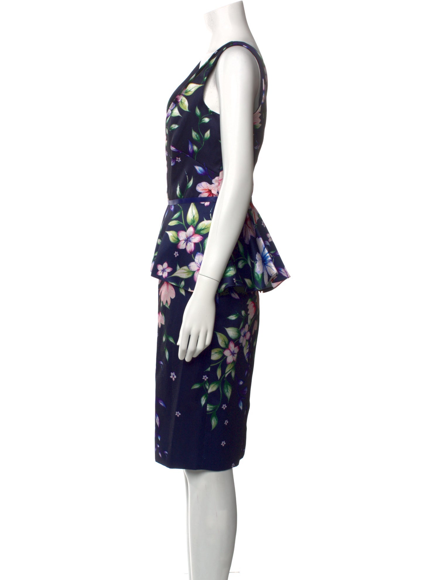 Marchesa Notte Printed Midi Length Dress