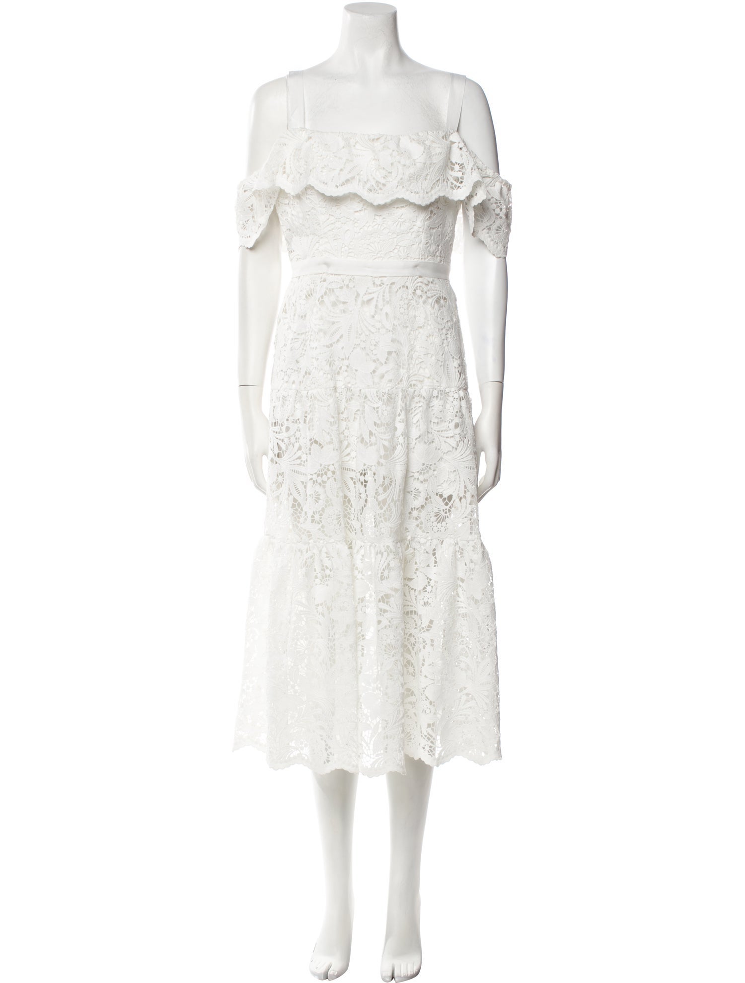 Marchesa Notte Lace Pattern Midi Length Dress