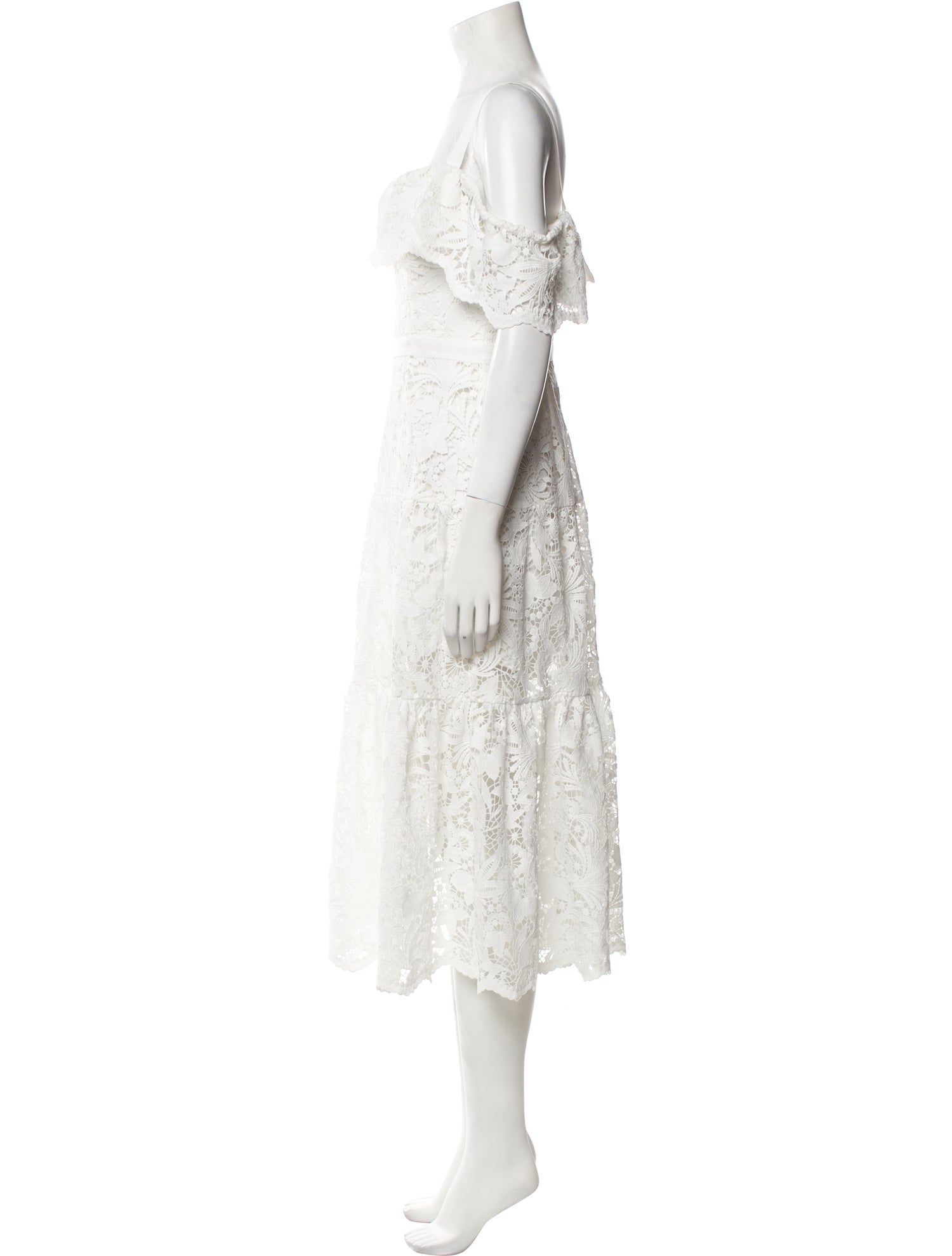 Marchesa Notte Lace Pattern Midi Length Dress