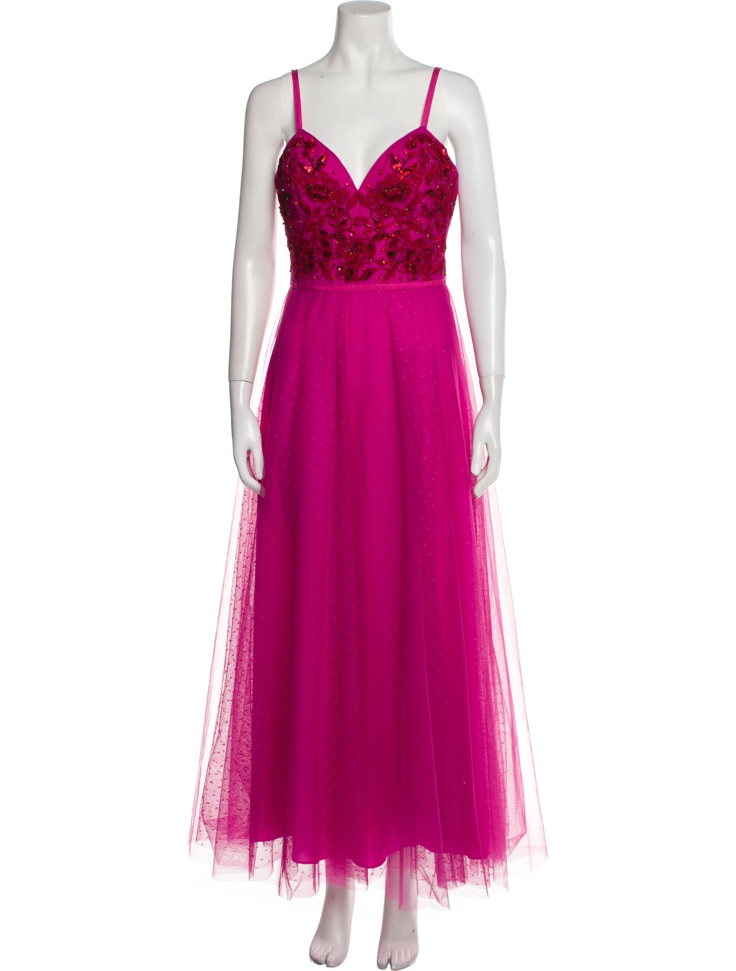 Marchesa Notte V-Neck Long Dress