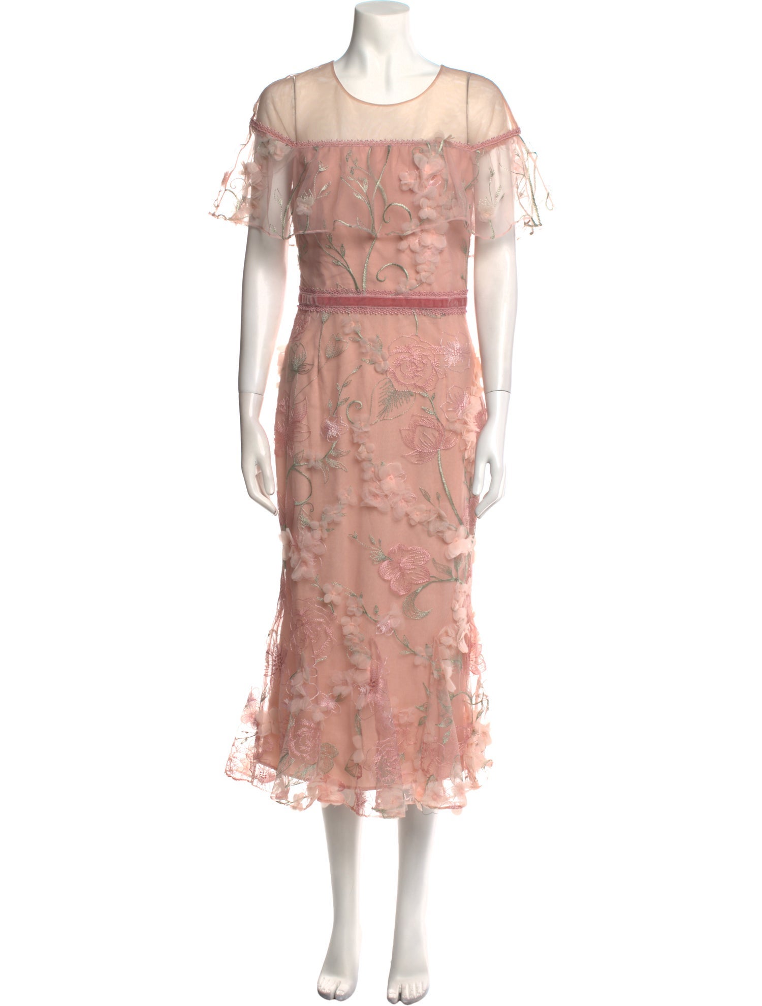 Marchesa Notte Floral Print Knee-Length Dress