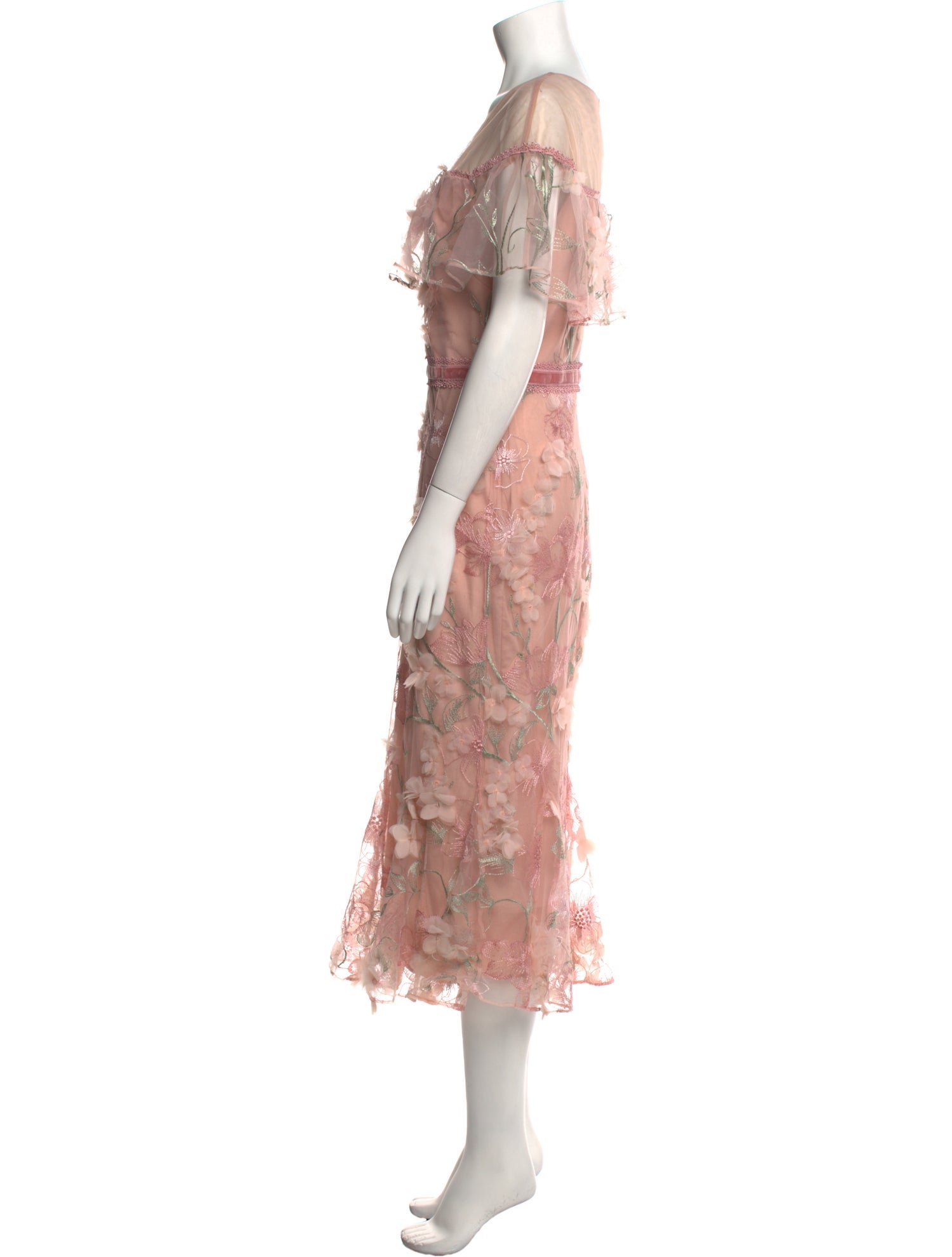 Marchesa Notte Floral Print Knee-Length Dress