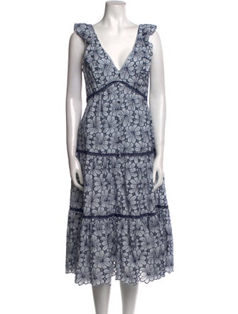 Marchesa Notte Lace Pattern Midi Length Dress