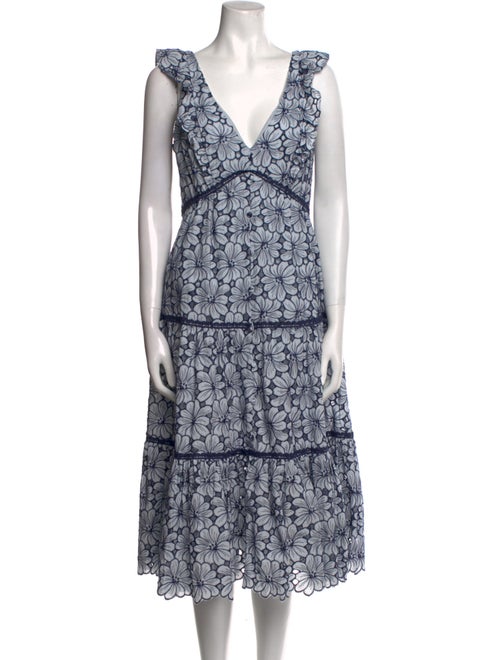 Marchesa Notte Lace Pattern Midi Length Dress