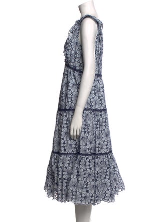 Marchesa Notte Lace Pattern Midi Length Dress