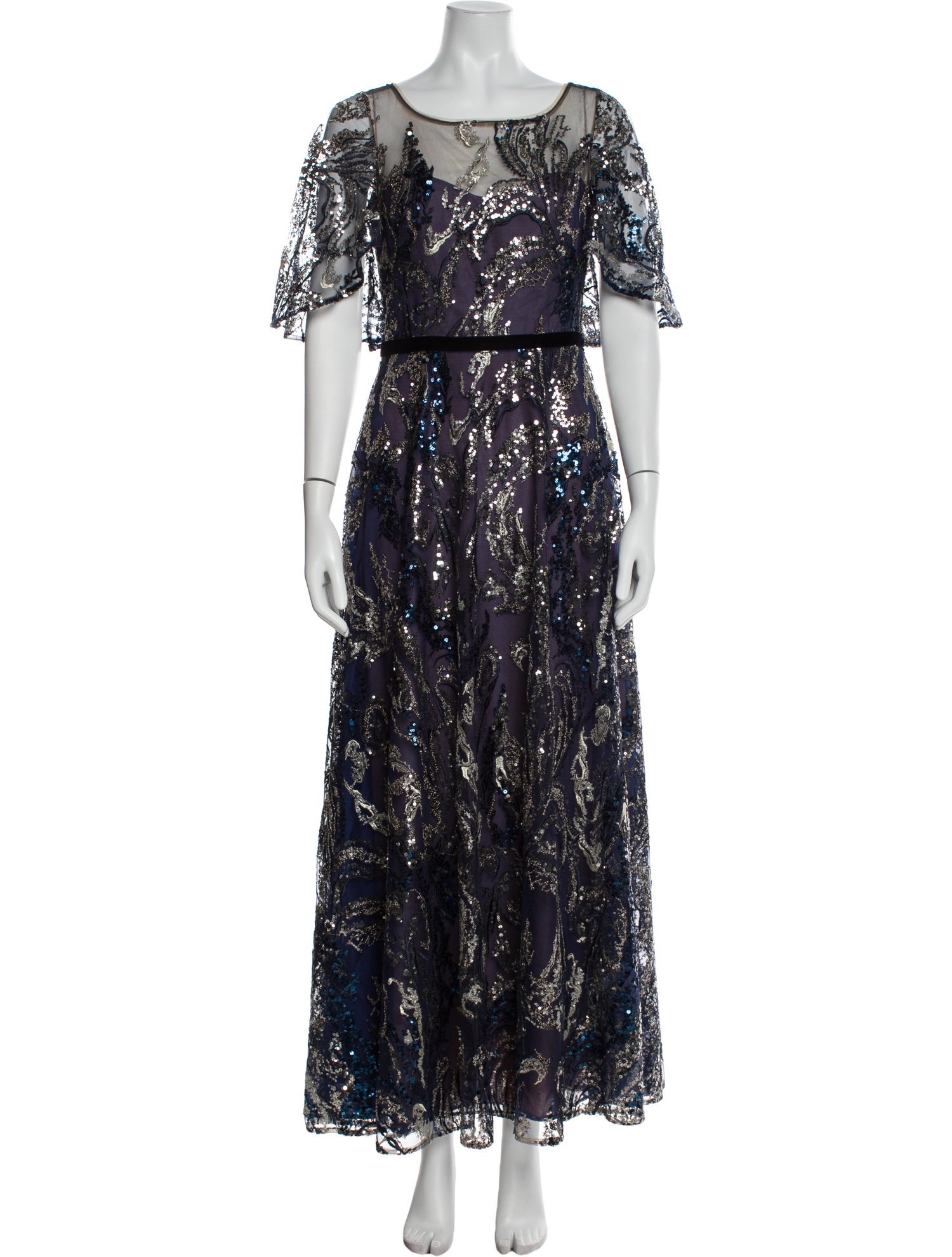 Marchesa Notte Floral Print Long Dress