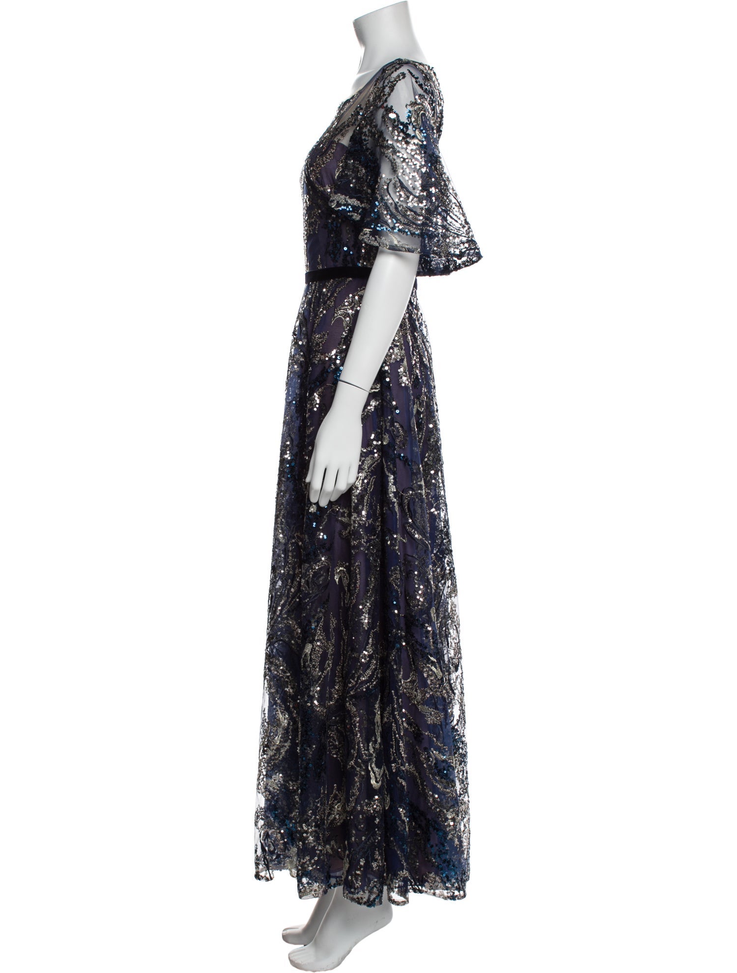 Marchesa Notte Floral Print Long Dress