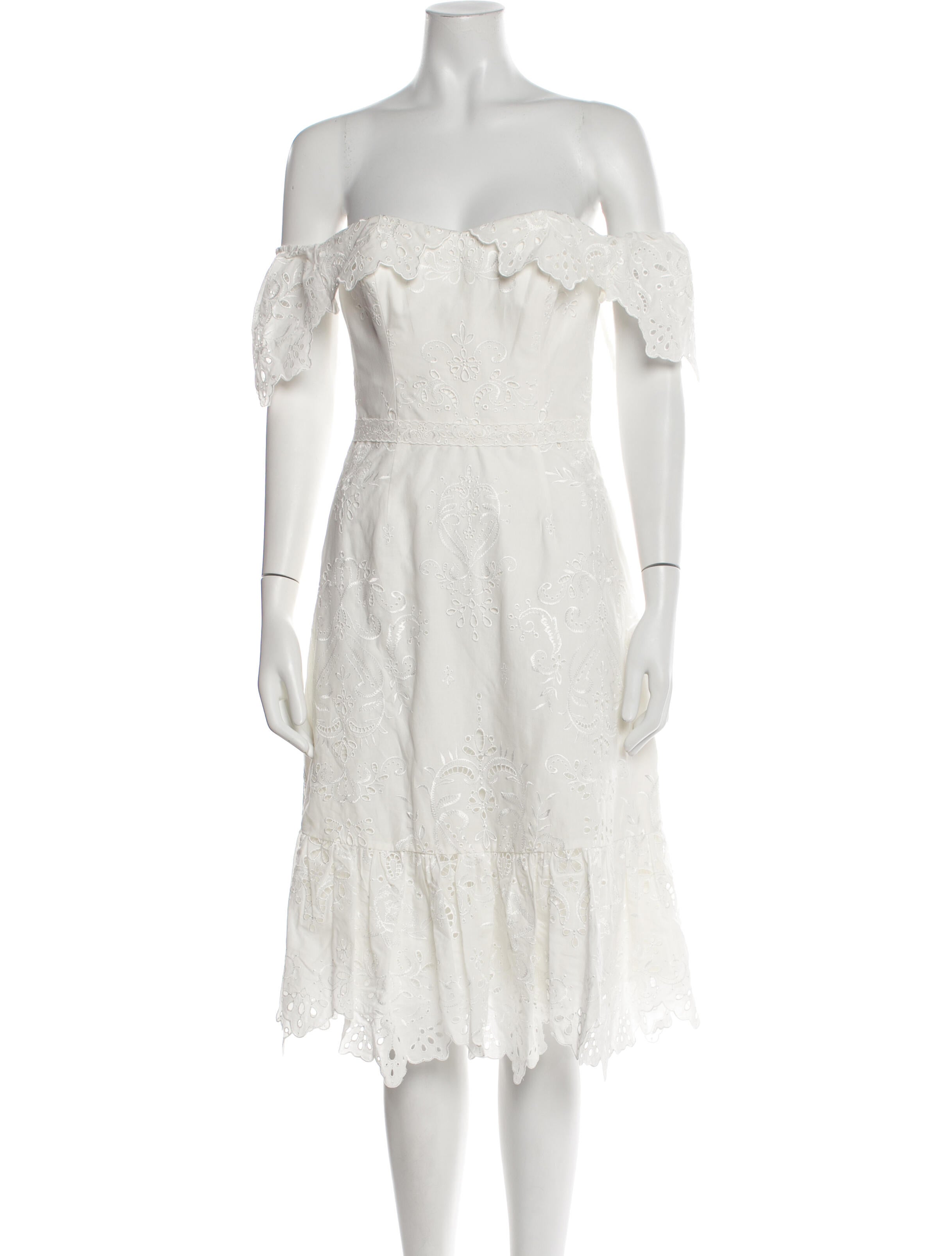 Marchesa Notte Off-The-Shoulder Knee-Length Dress w/ Tags