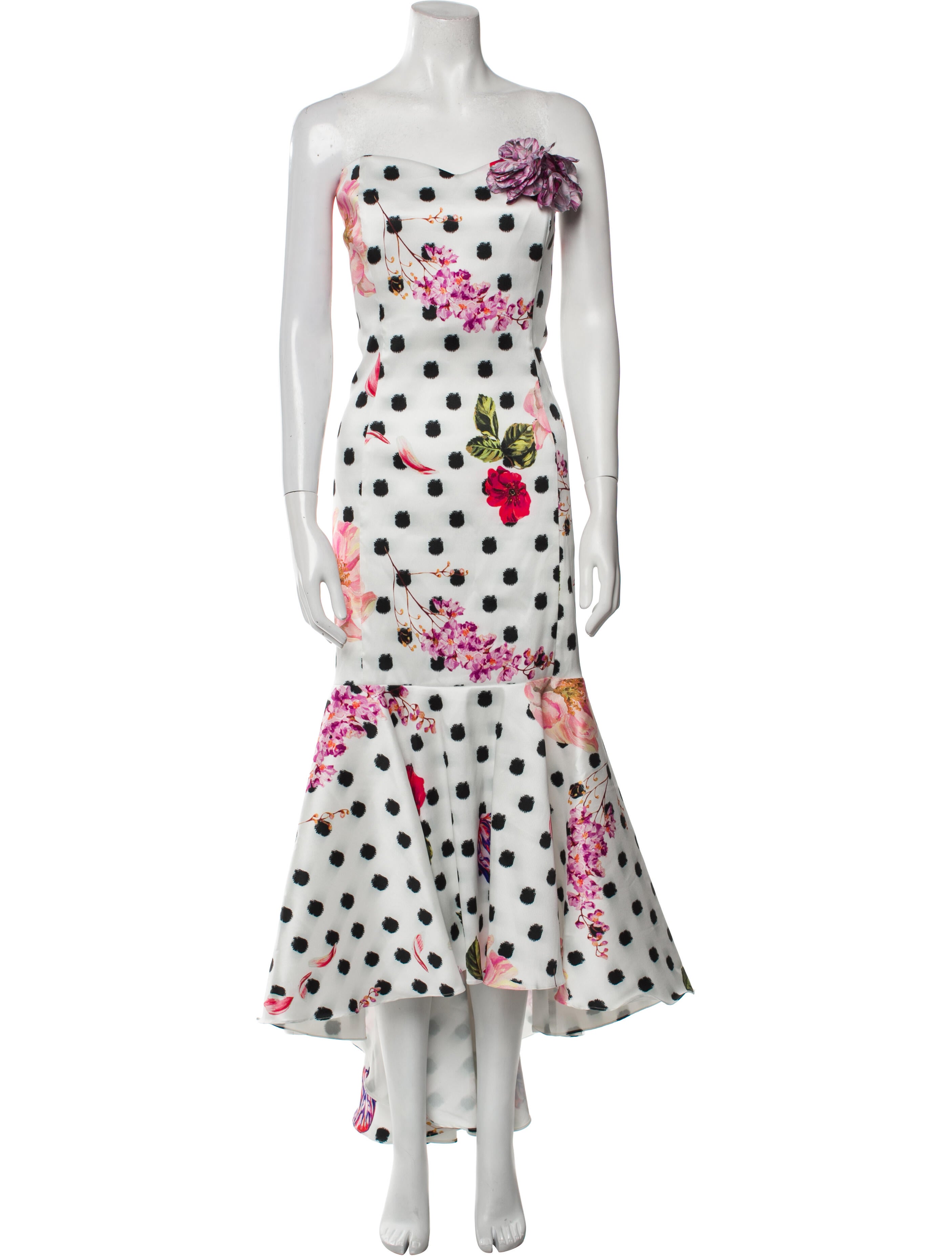 Marchesa Notte Polka Dot Print Long Dress w/ Tags
