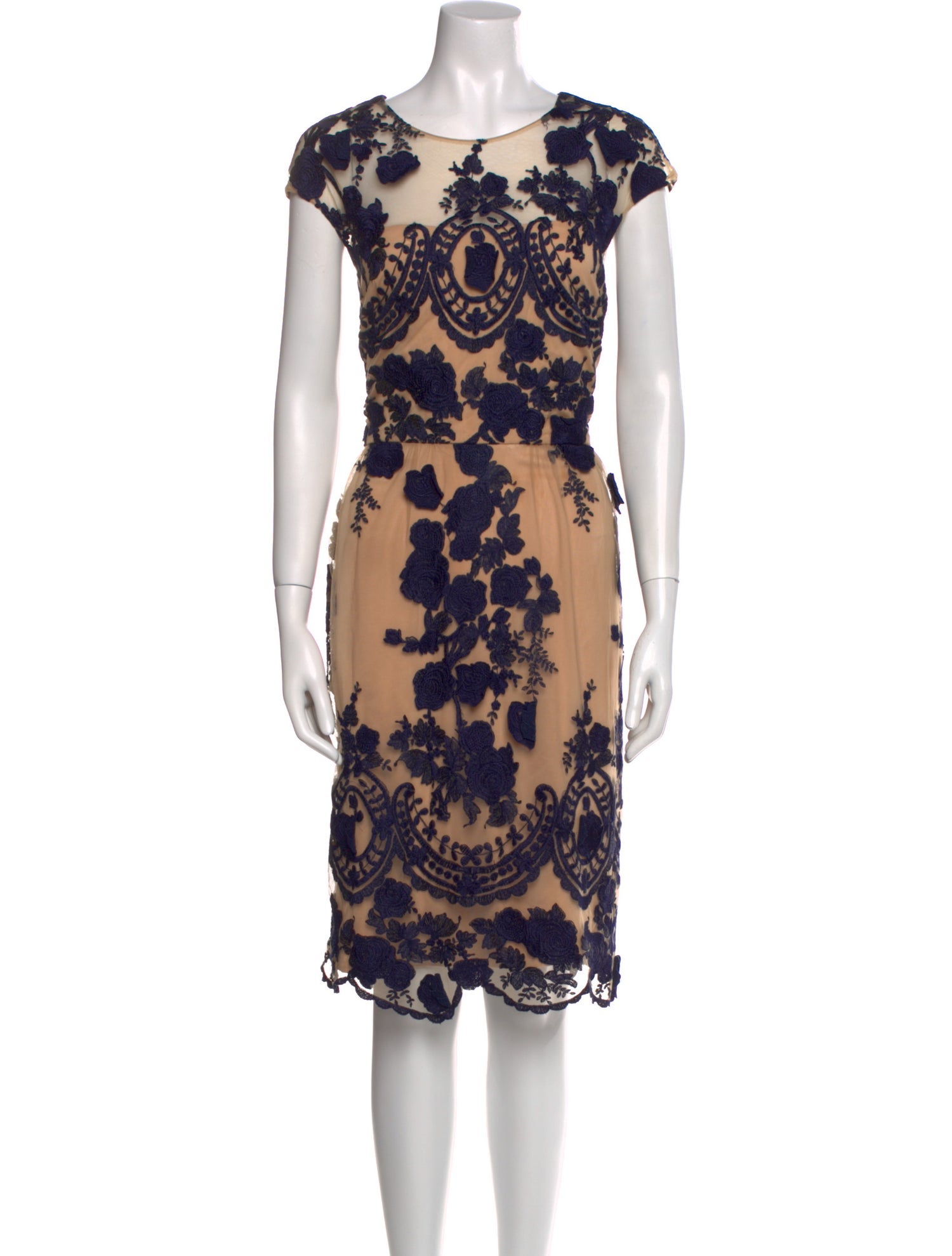 Marchesa Notte Lace Pattern Knee-Length Dress
