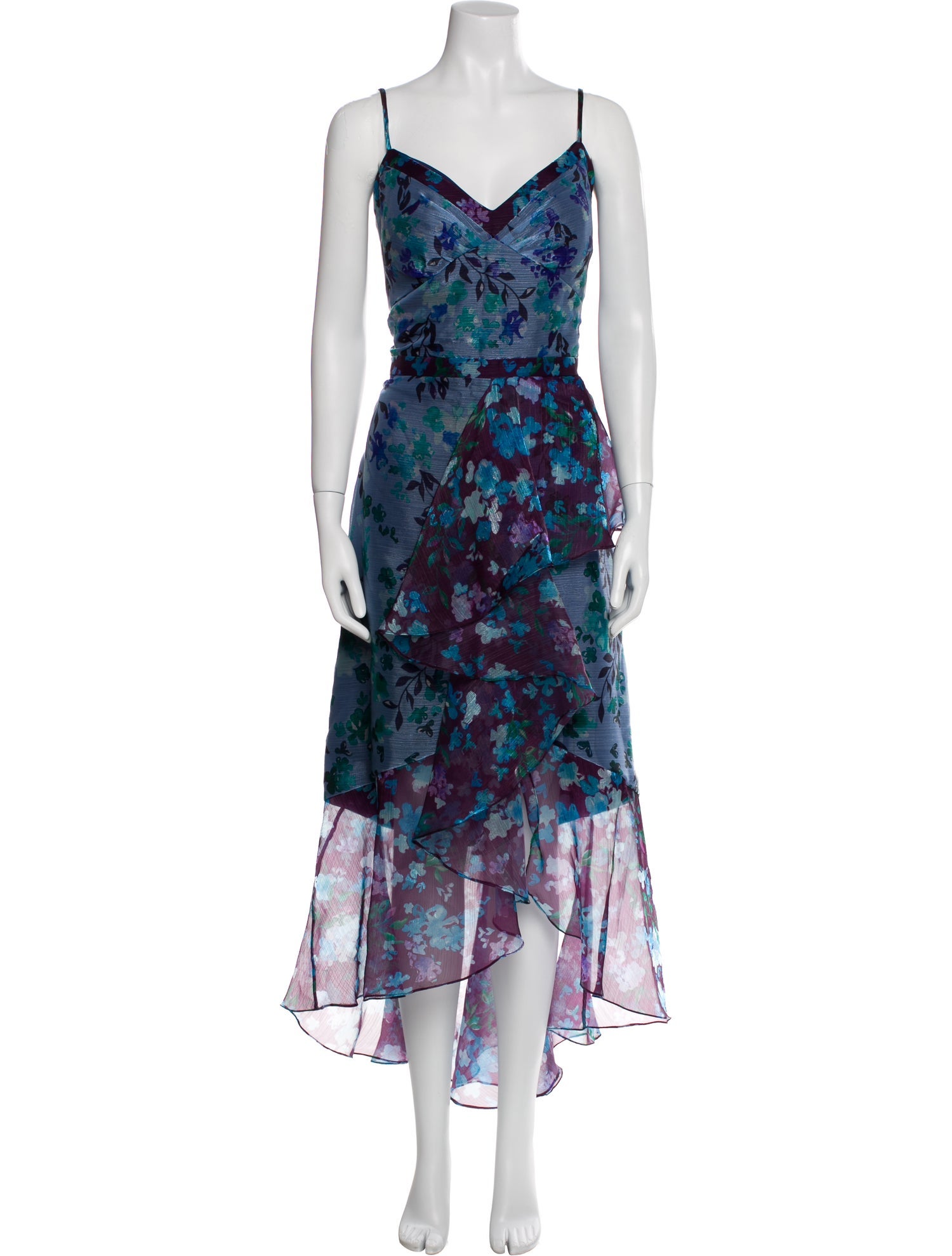 Marchesa Notte Floral Print Long Dress