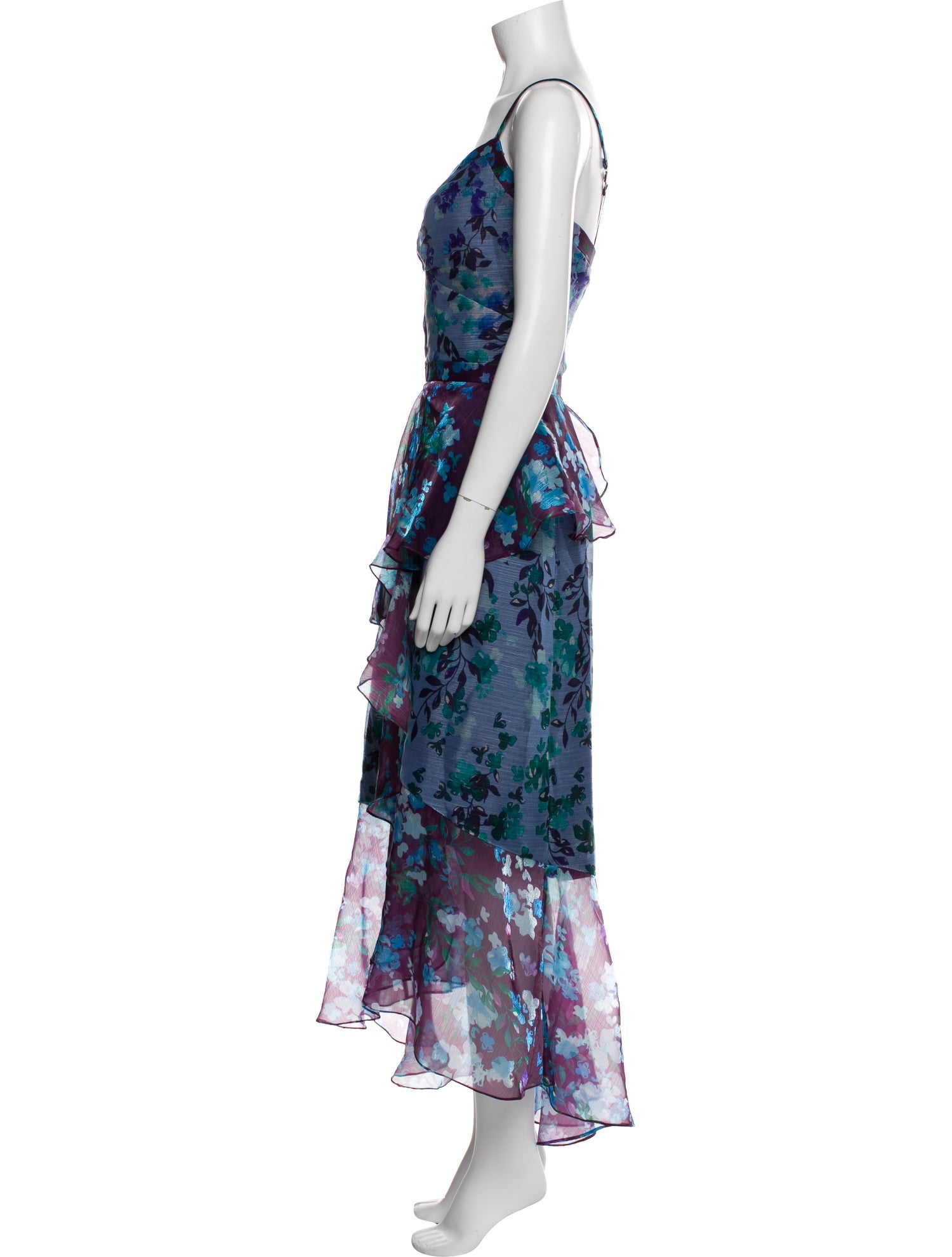 Marchesa Notte Floral Print Long Dress