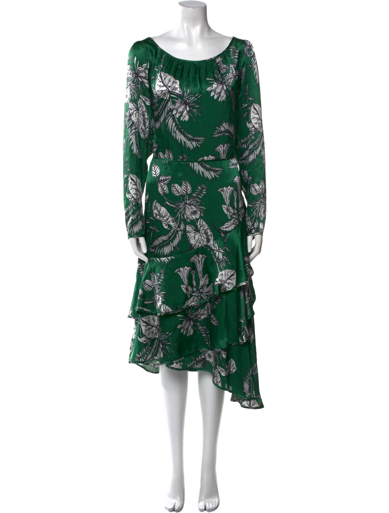 Marchesa Notte Printed Midi Length Dress