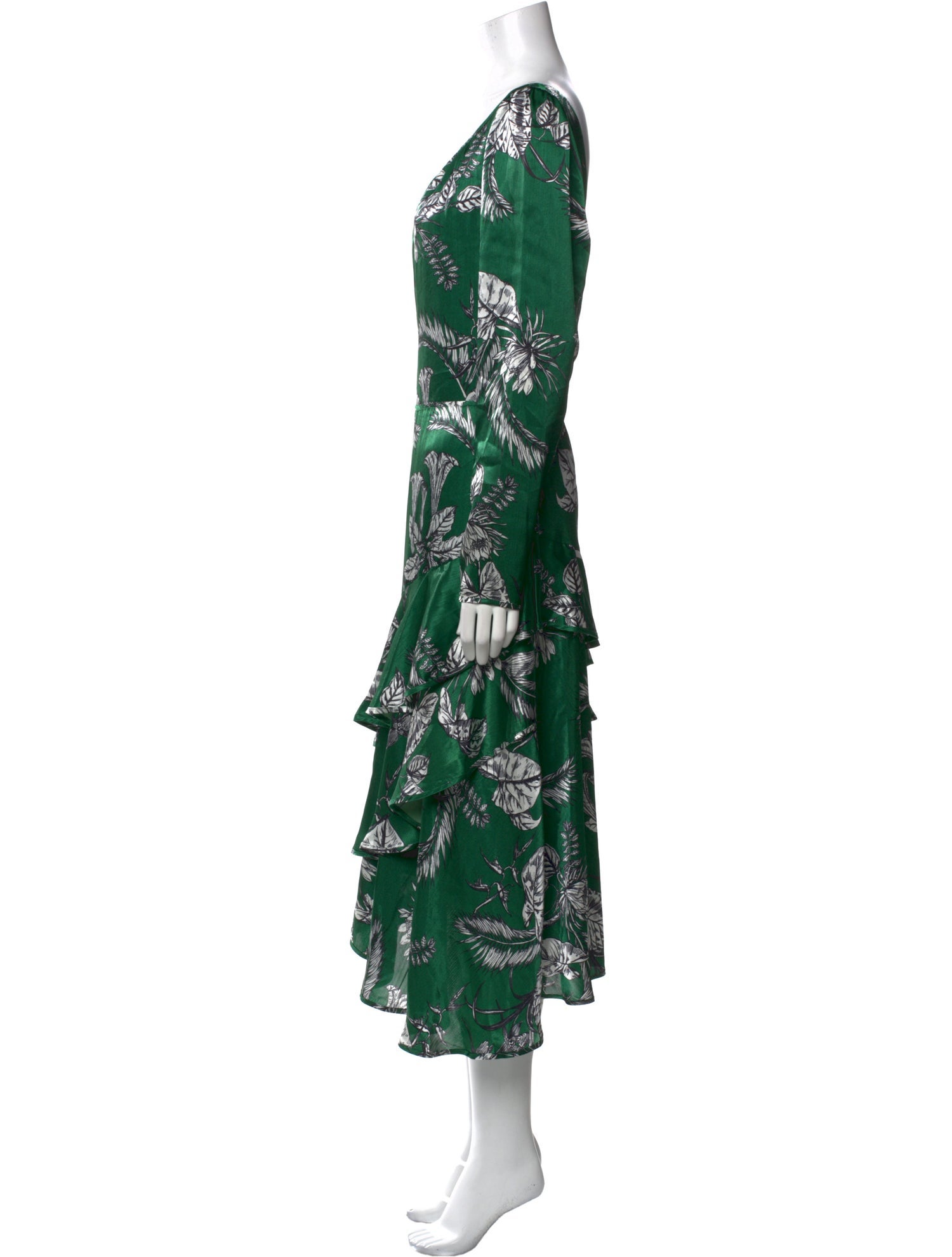 Marchesa Notte Printed Midi Length Dress
