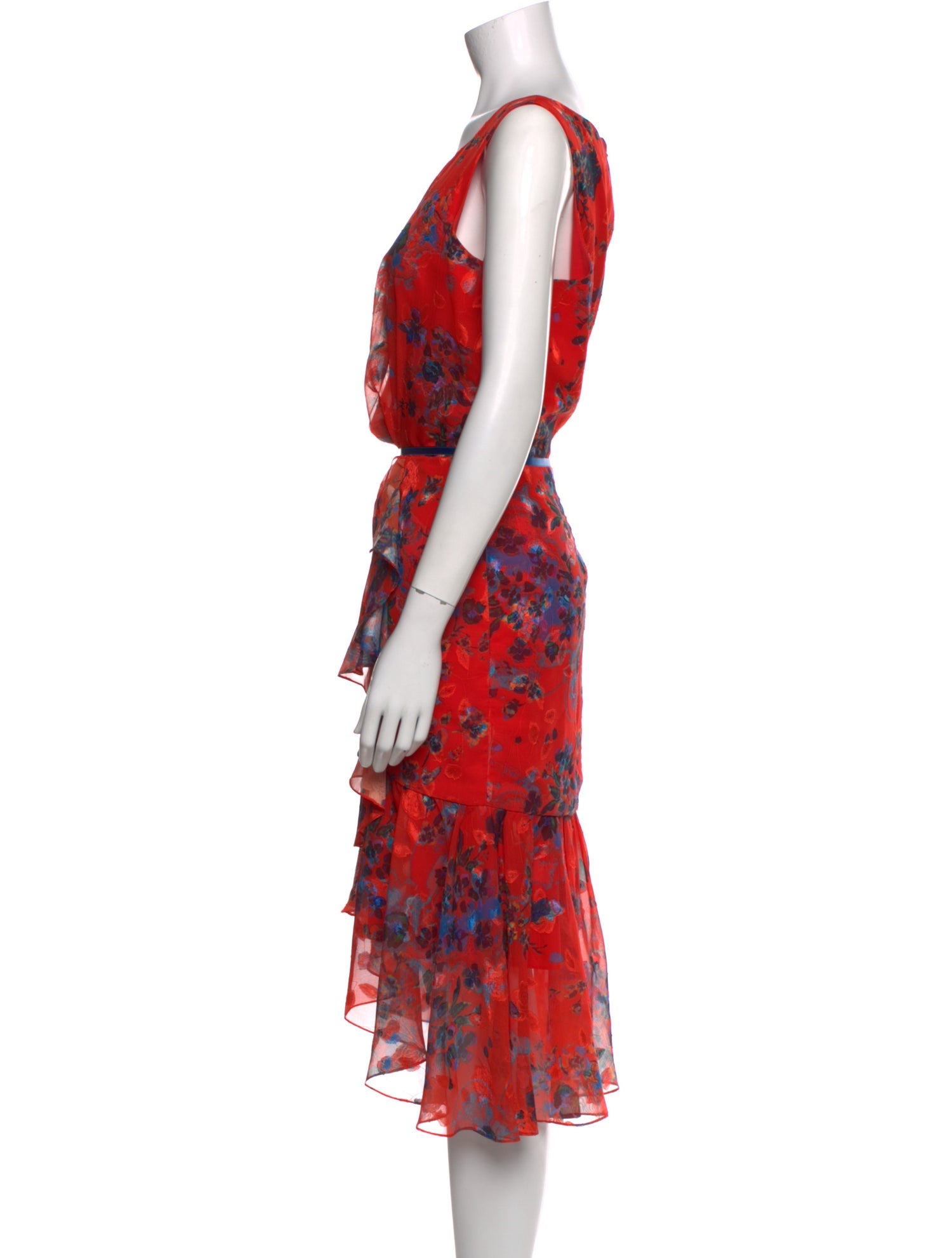 Marchesa Notte Floral Print Midi Length Dress