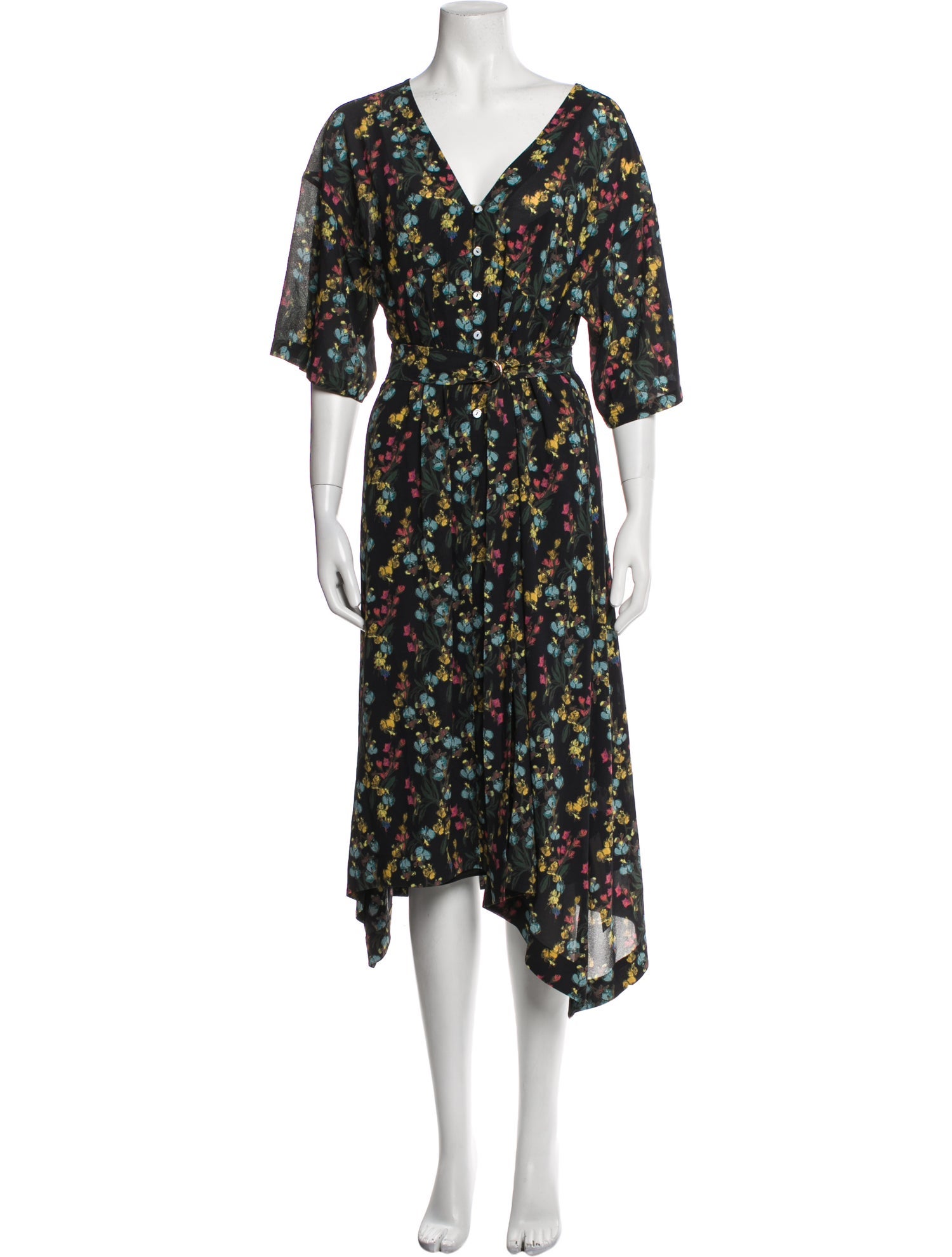 Marchesa Notte Floral Print Midi Length Dress w/ Tags