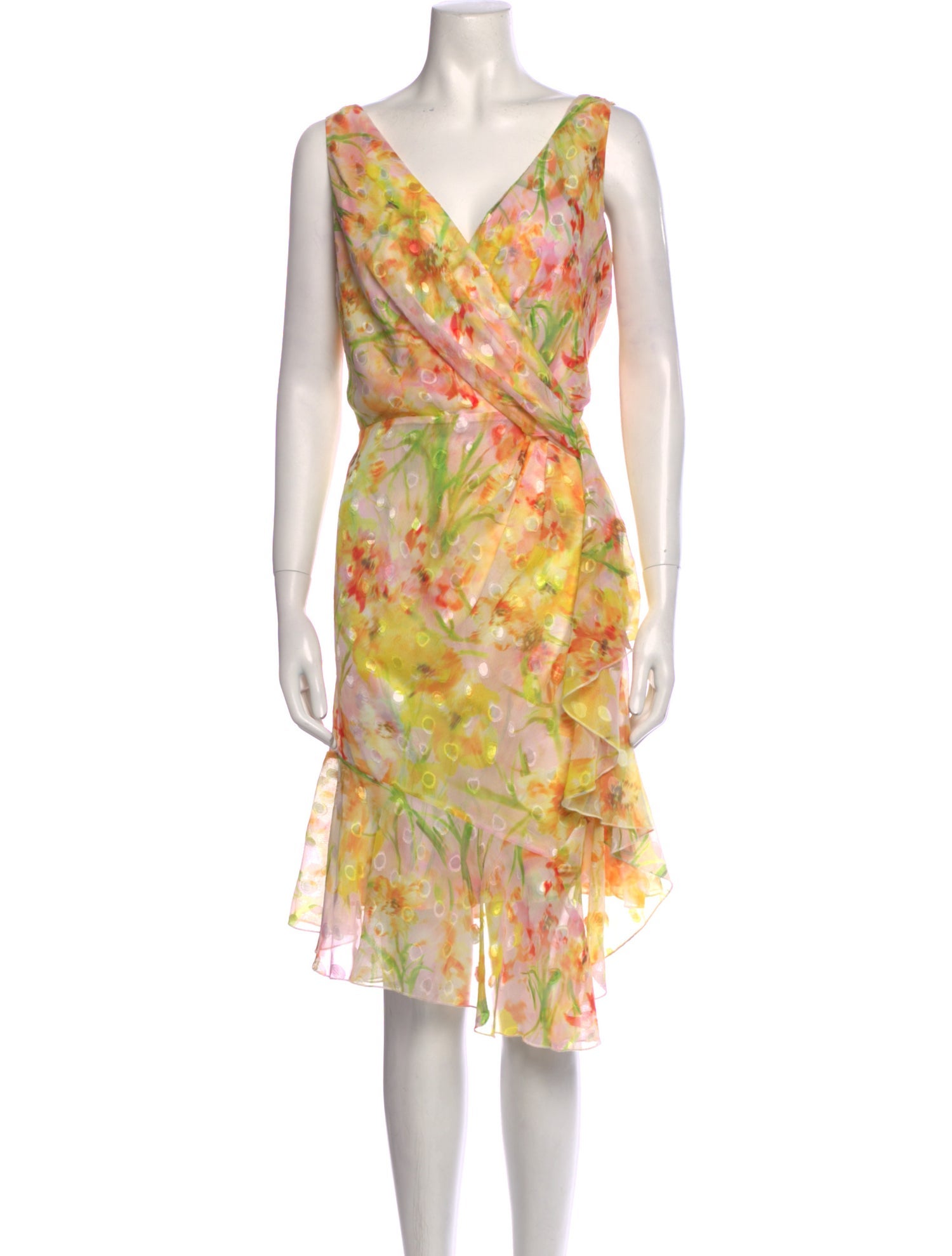 Marchesa Notte Floral Print Knee-Length Dress