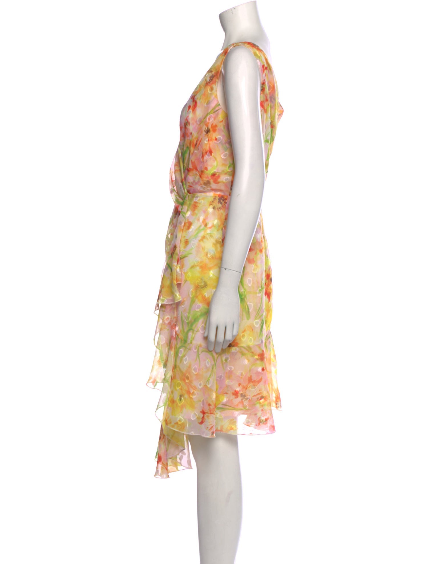 Marchesa Notte Floral Print Knee-Length Dress