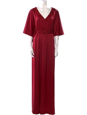 Marchesa Notte Dresses V-Neck Long Dress S