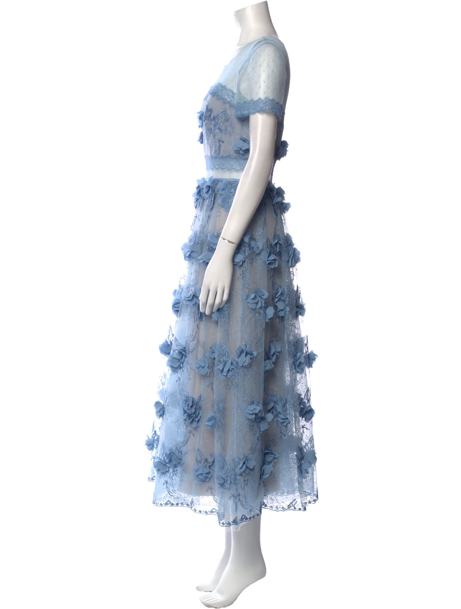 Marchesa Notte Crew Neck Long Dress