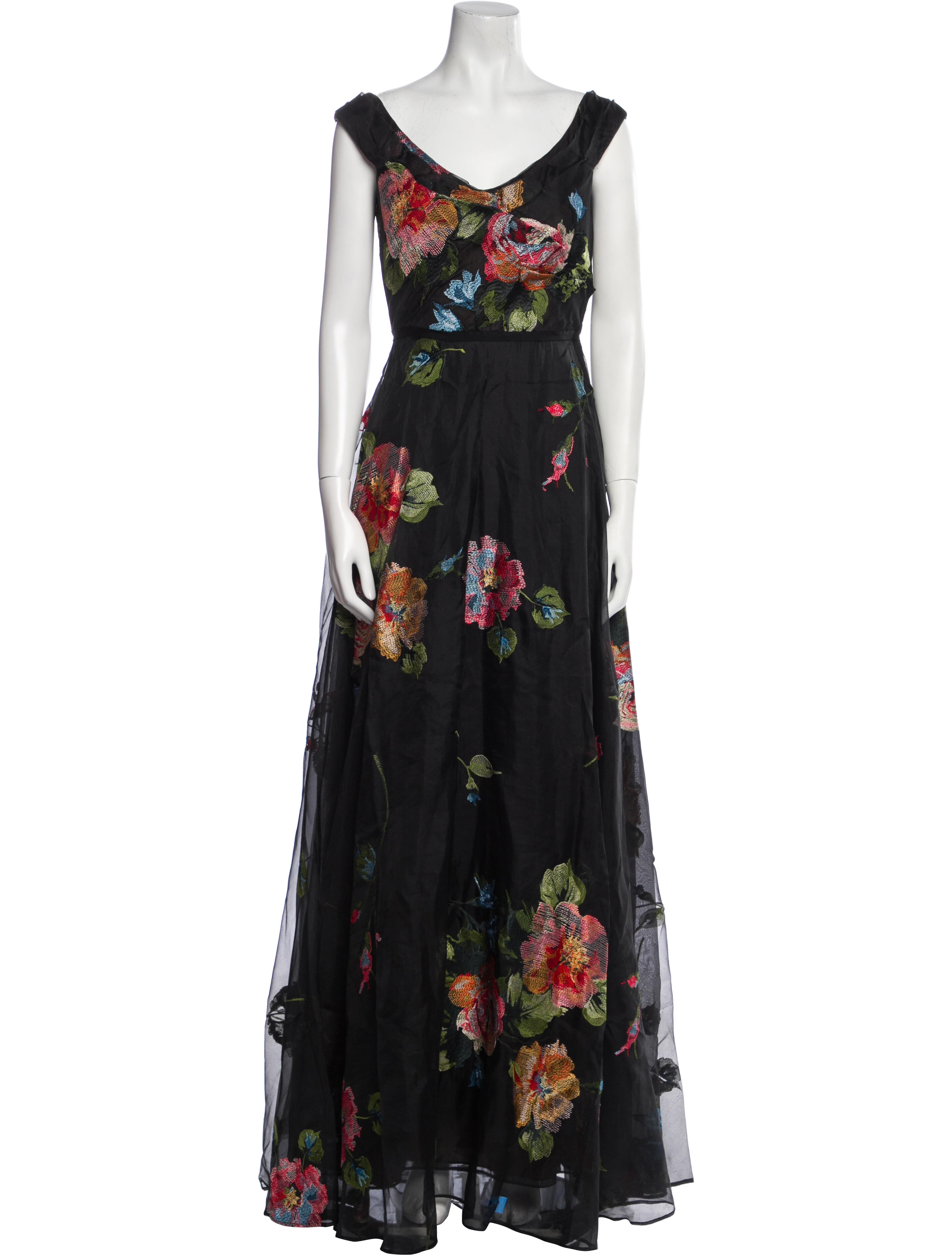 Marchesa Notte Silk Long Dress