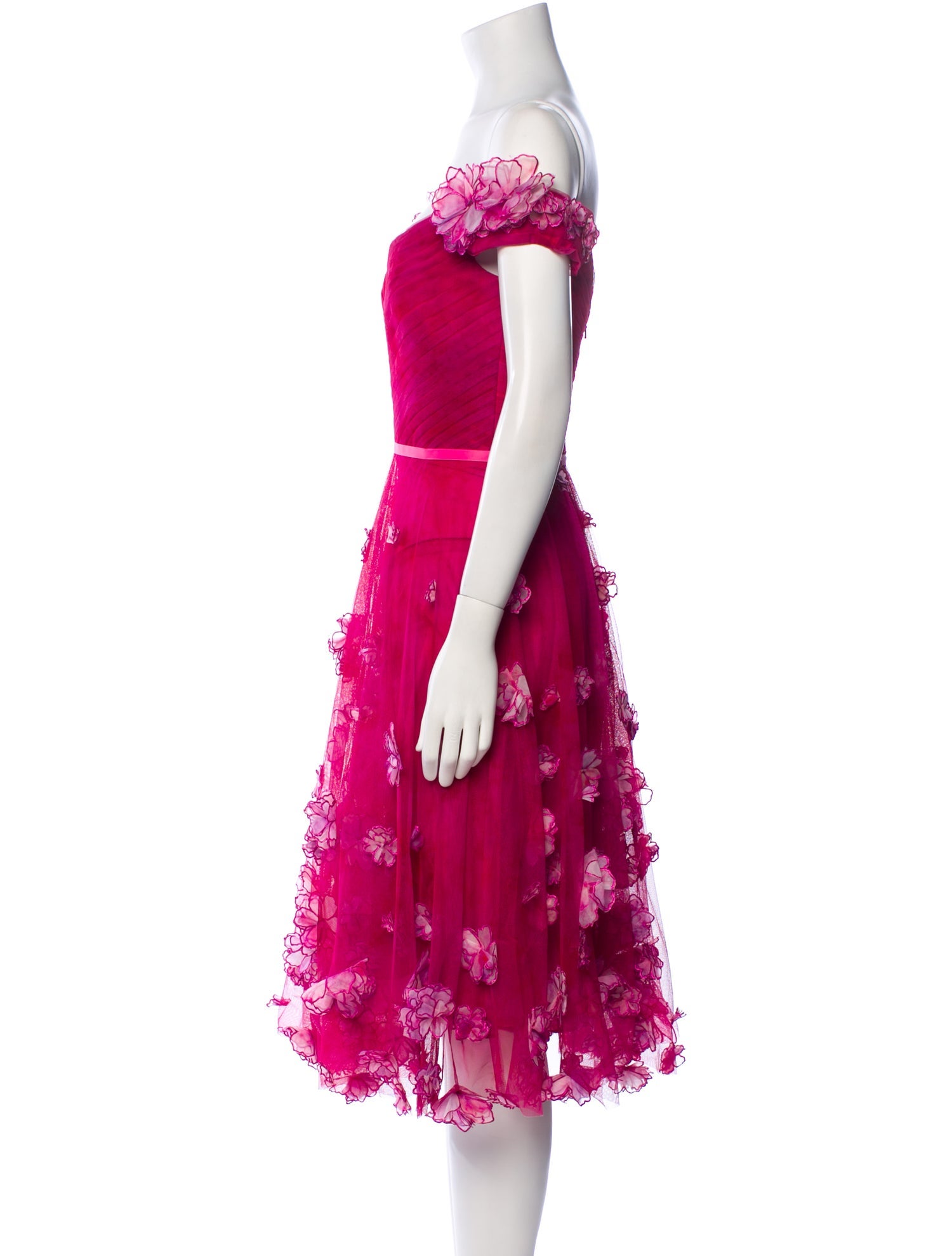 Marchesa Notte Floral Print Midi Length Dress w/ Tags