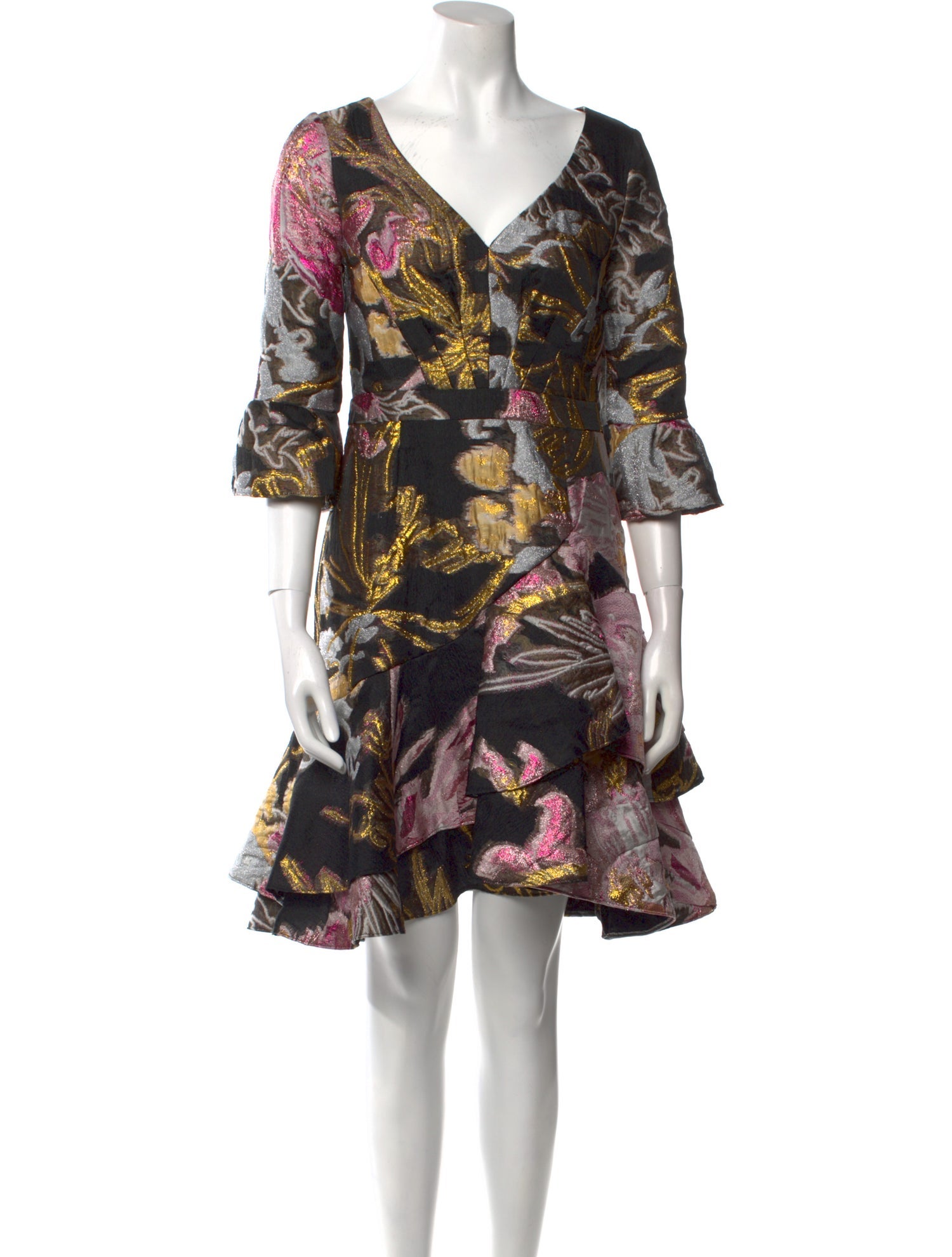 Marchesa Notte Floral Print Mini Dress