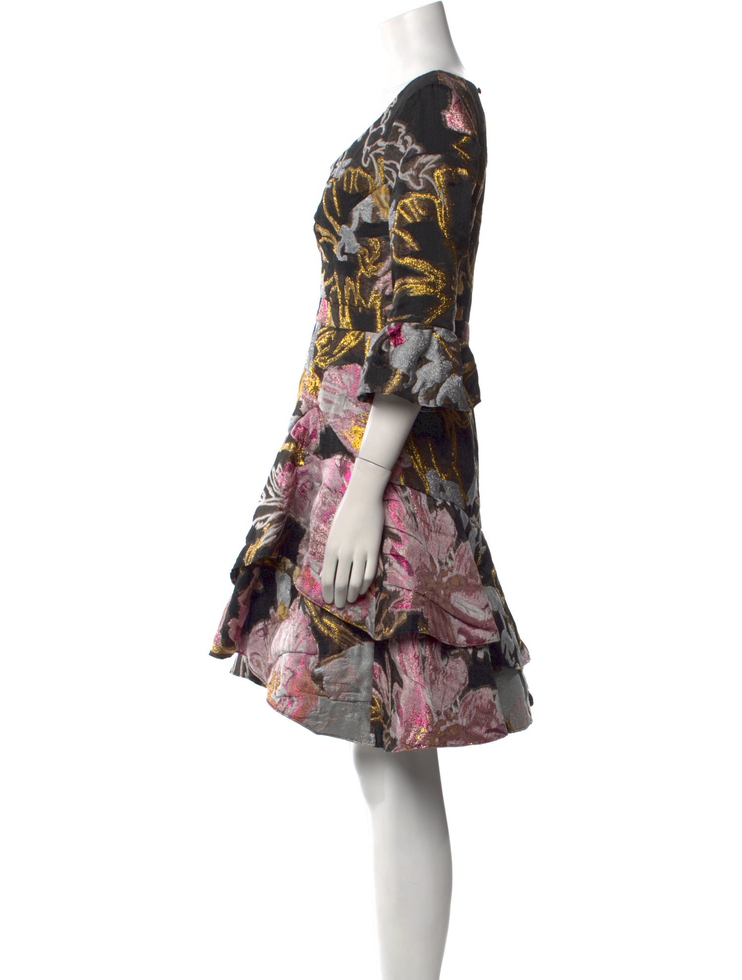 Marchesa Notte Floral Print Mini Dress