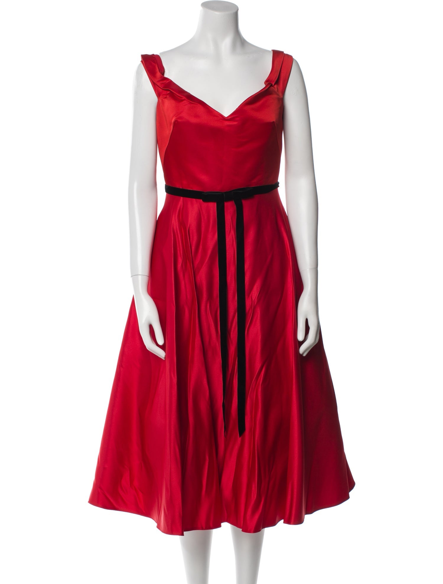 Marchesa Notte V-Neck Midi Length Dress