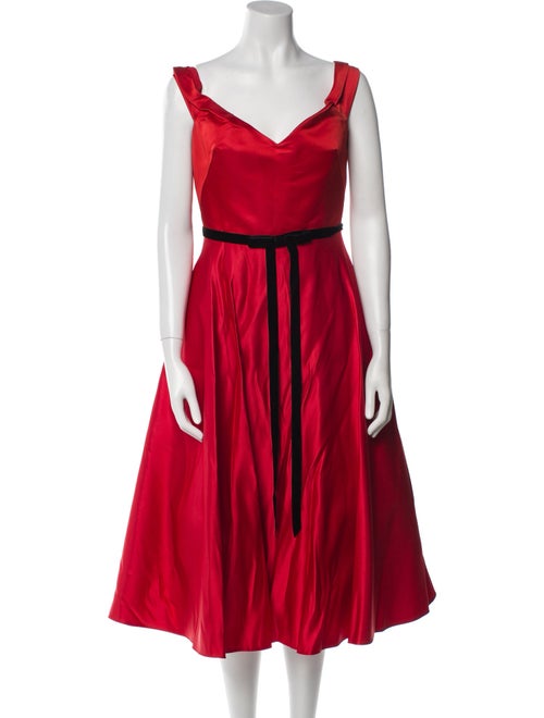 Marchesa Notte V-Neck Midi Length Dress