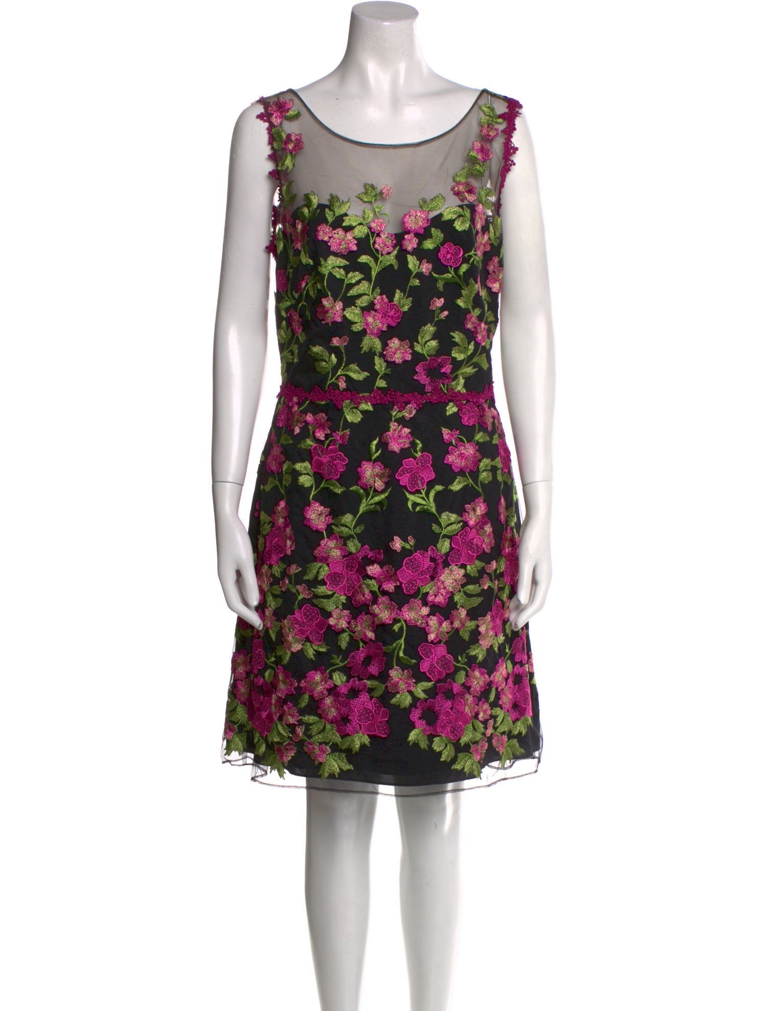 Marchesa Notte Floral Print Knee-Length Dress