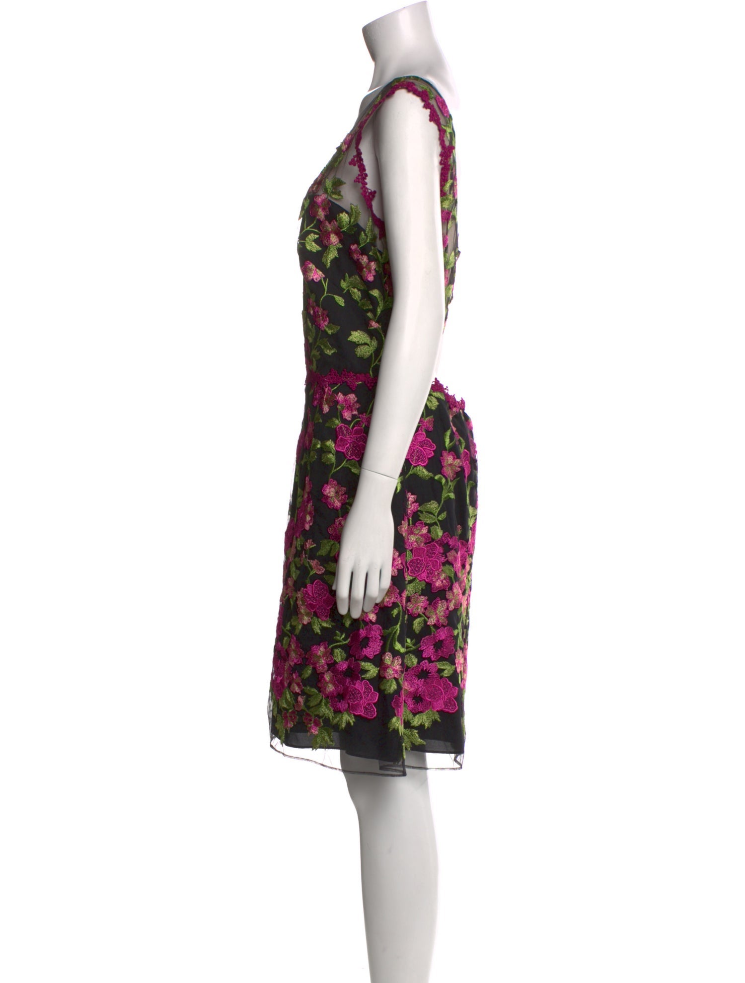Marchesa Notte Floral Print Knee-Length Dress