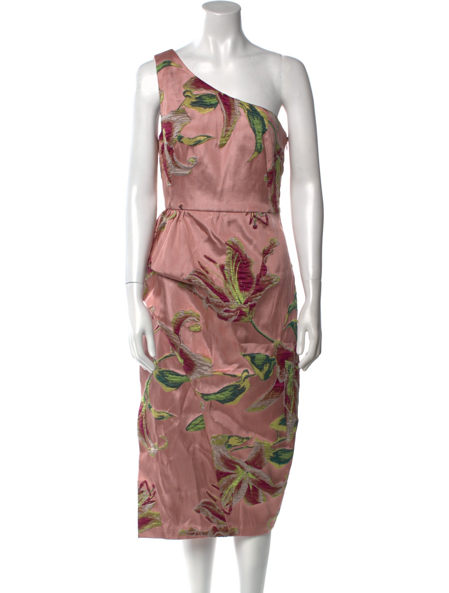 Marchesa Notte Floral Print Midi Length Dress