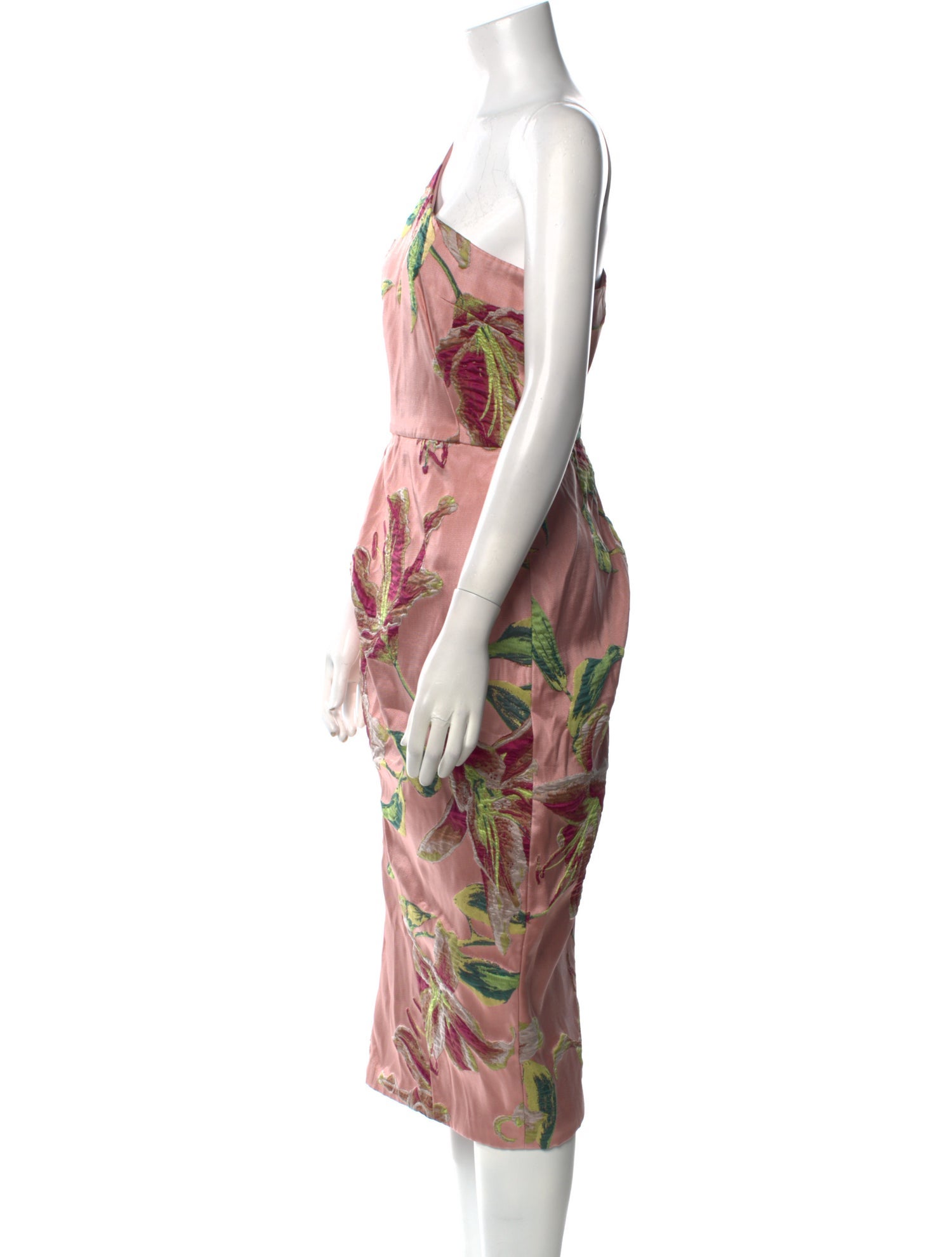 Marchesa Notte Floral Print Midi Length Dress