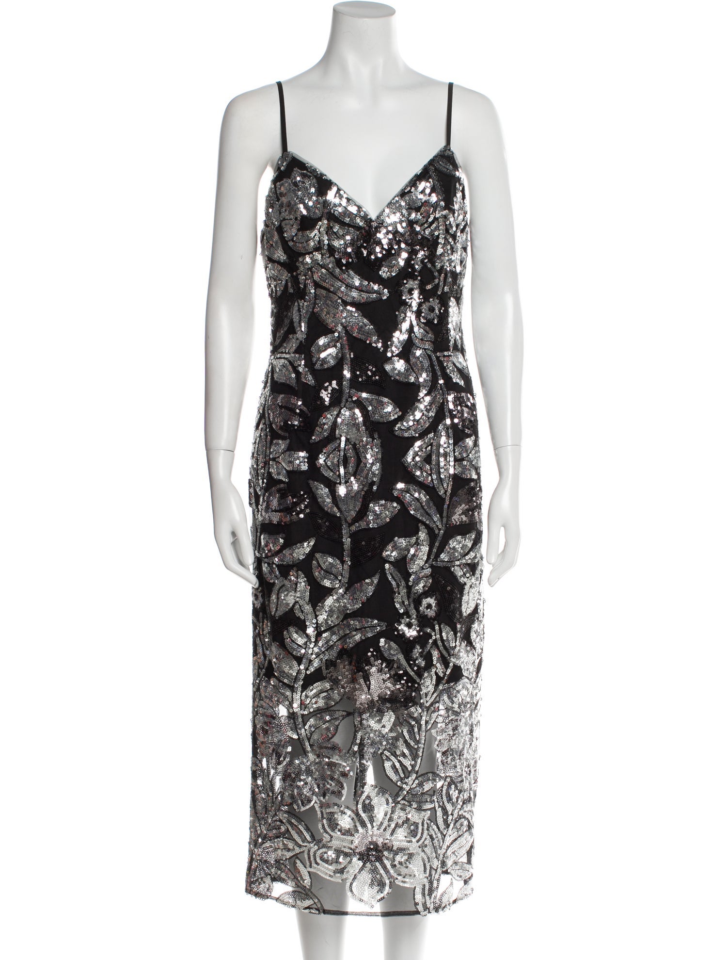 Marchesa Notte Printed Midi Length Dress