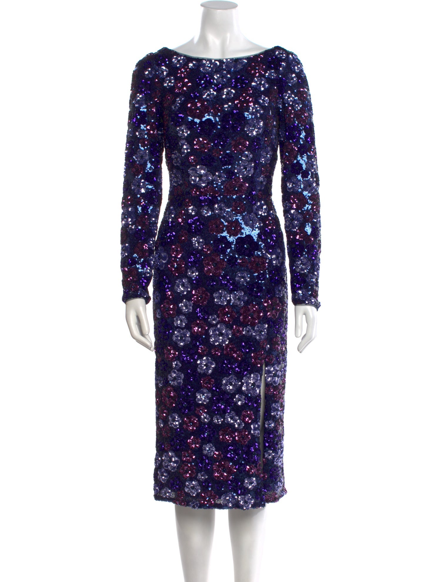 Marchesa Notte Floral Print Midi Length Dress