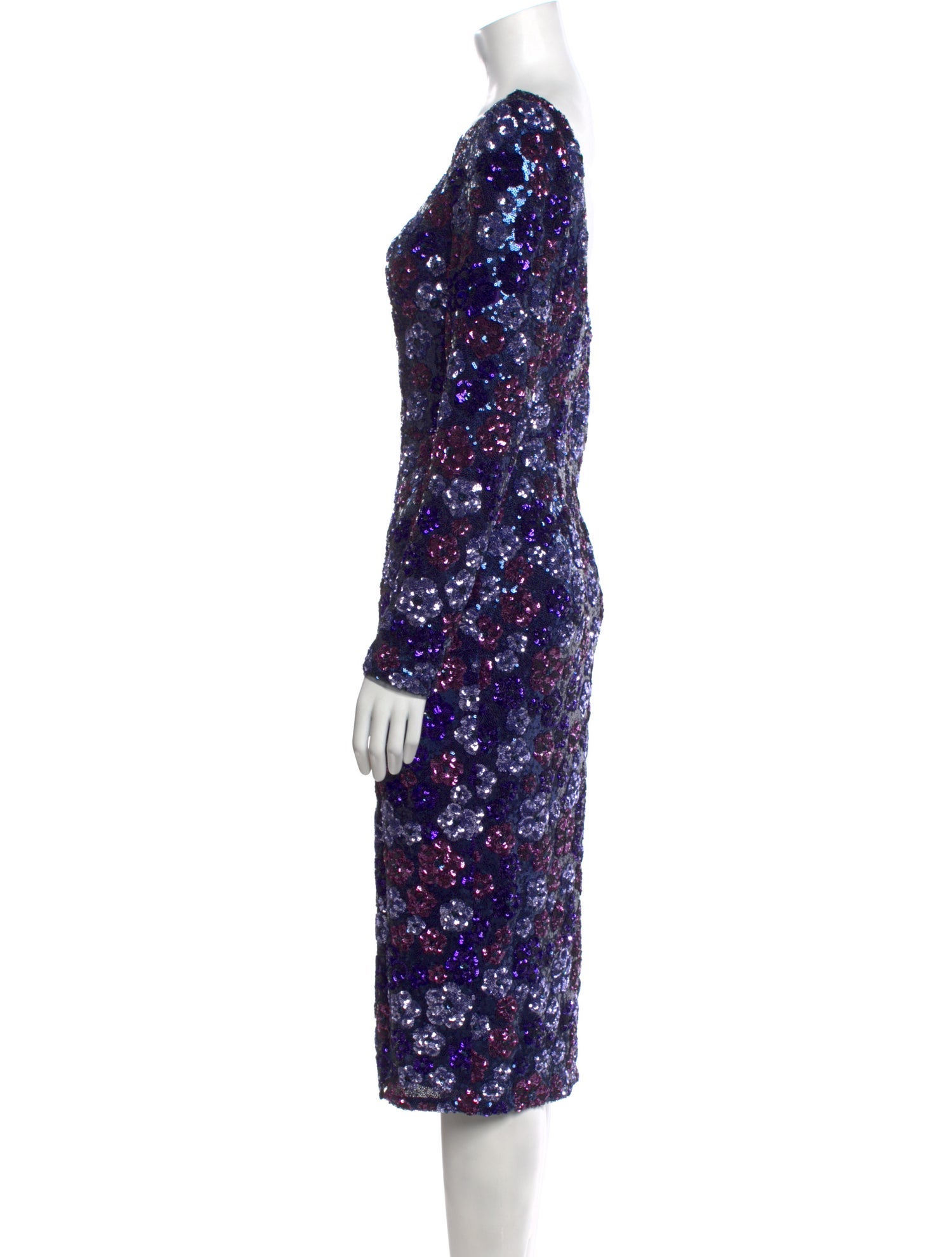 Marchesa Notte Floral Print Midi Length Dress