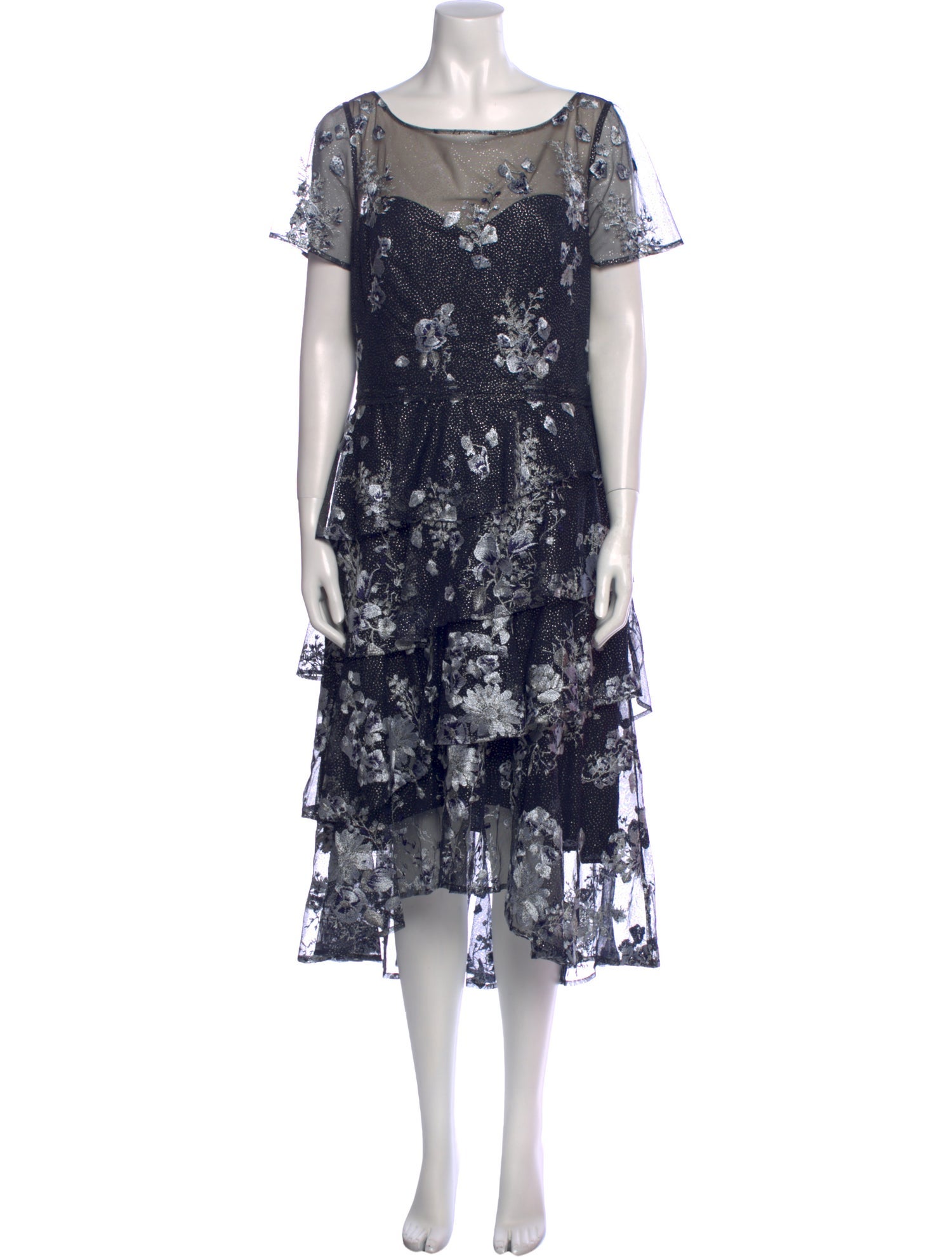 Marchesa Notte Floral Print Long Dress